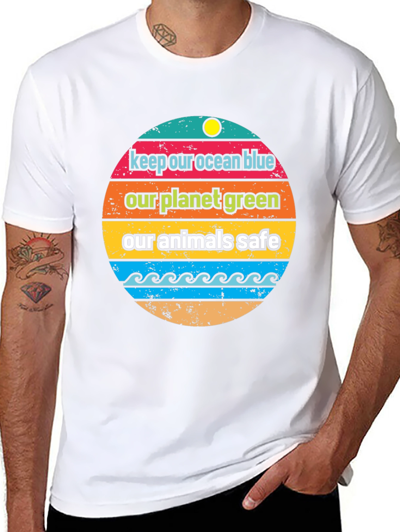 Black Ocean Blue Planet Green Graphic Tee view 8