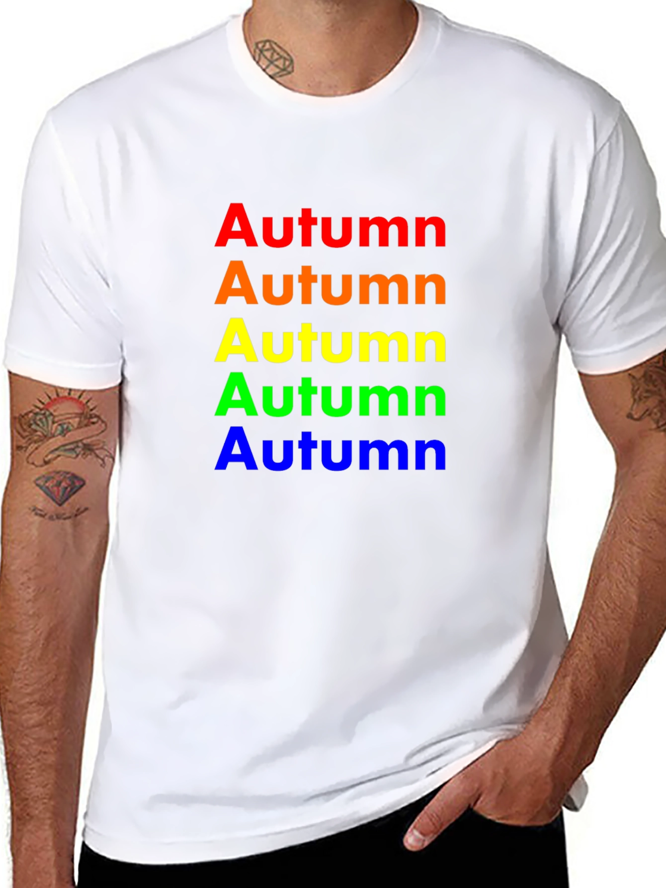 Black Rainbow Autumn T-Shirt - Soft Cotton Crew Neck Tee view 8