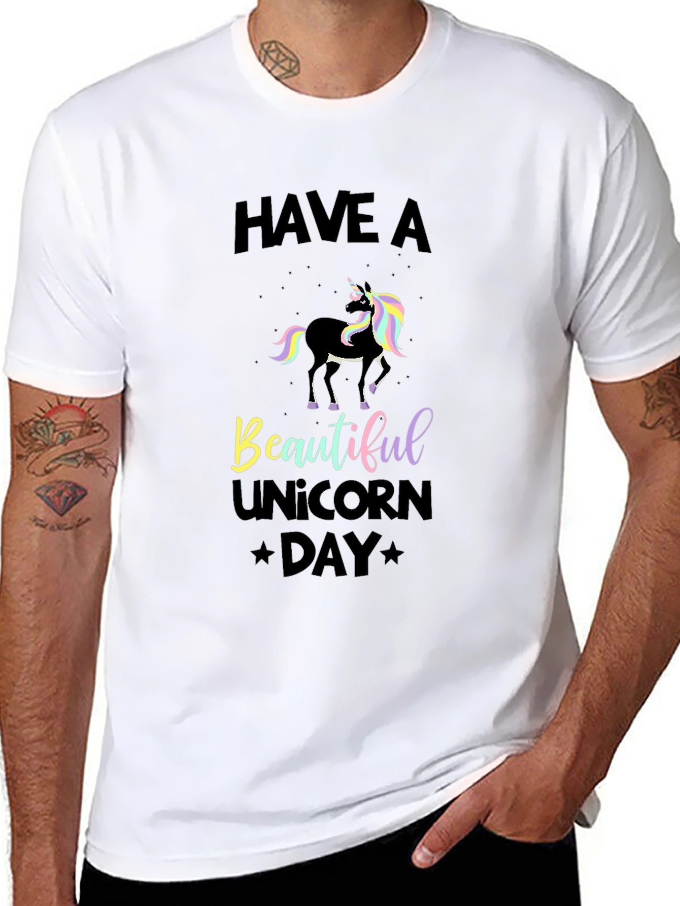 Black Unicorn Day Black T-Shirt view 8