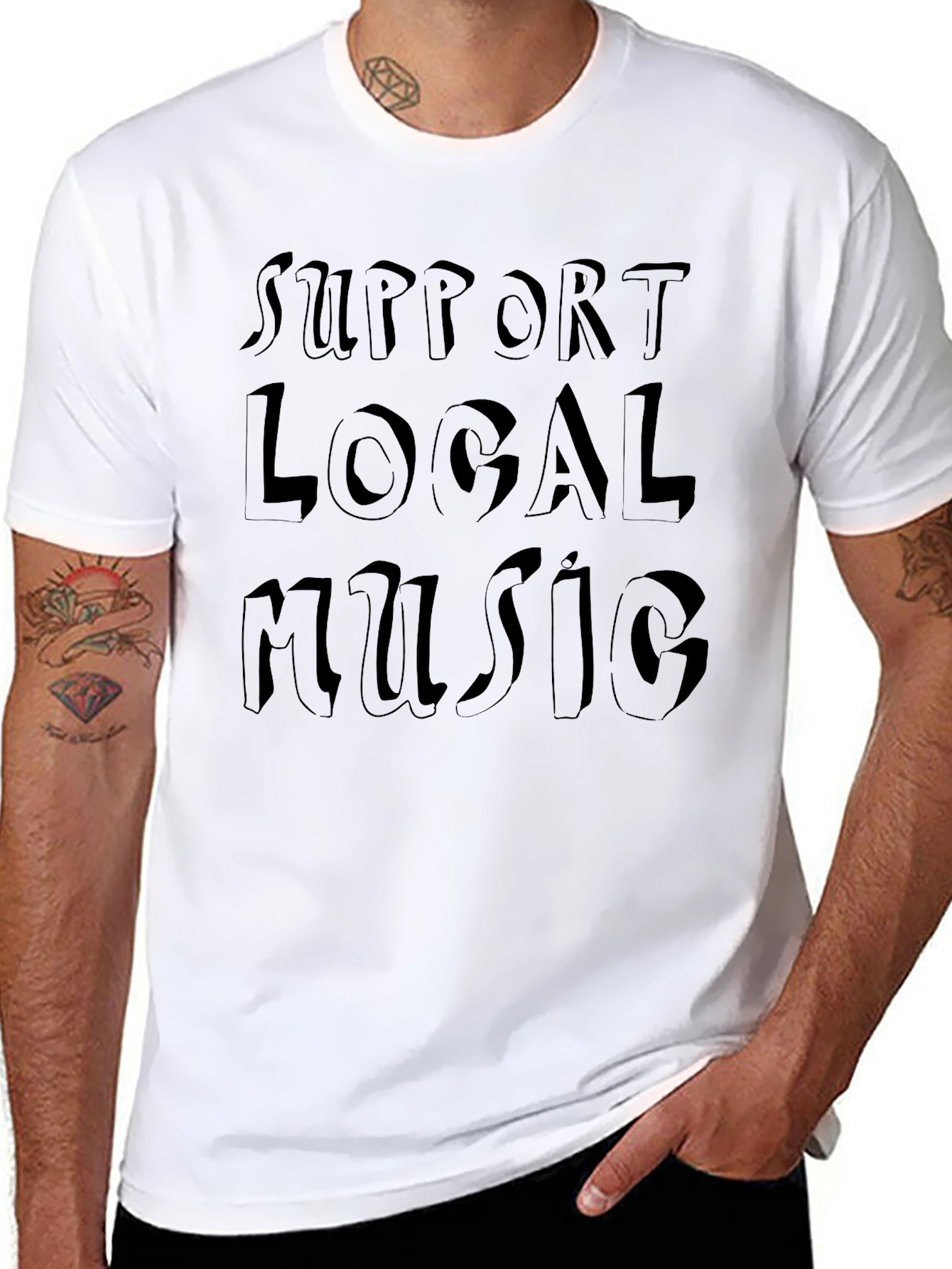 Black Support Local Music Black Graphic Tee view 8