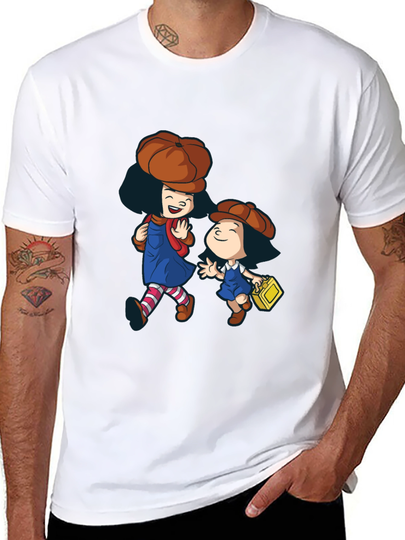Black Cartoon Character Graphic Print Black T-Shirt view 8