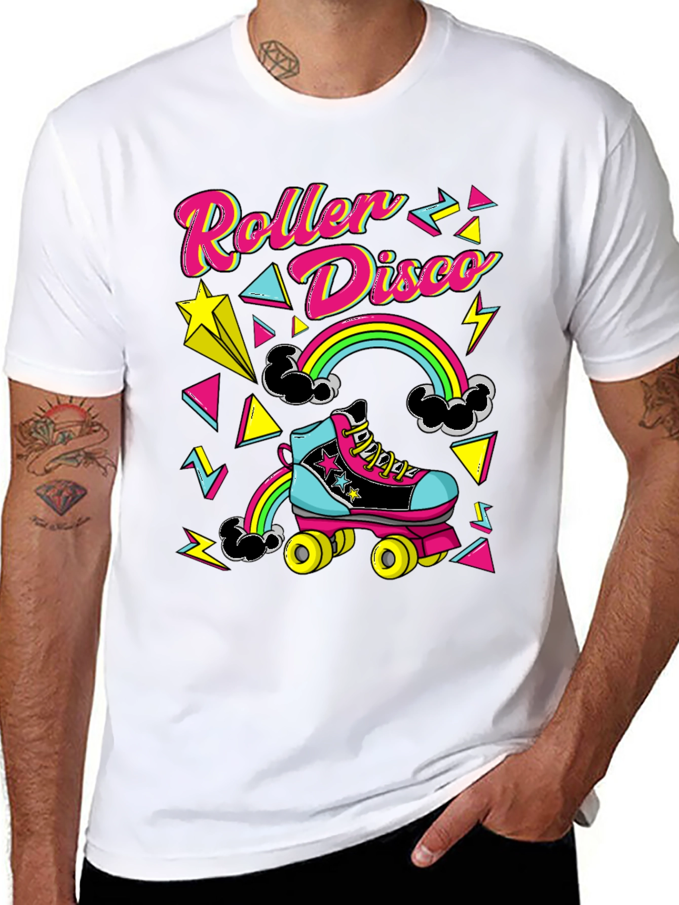 Black Retro Roller Disco T-Shirt - 80s Style view 8