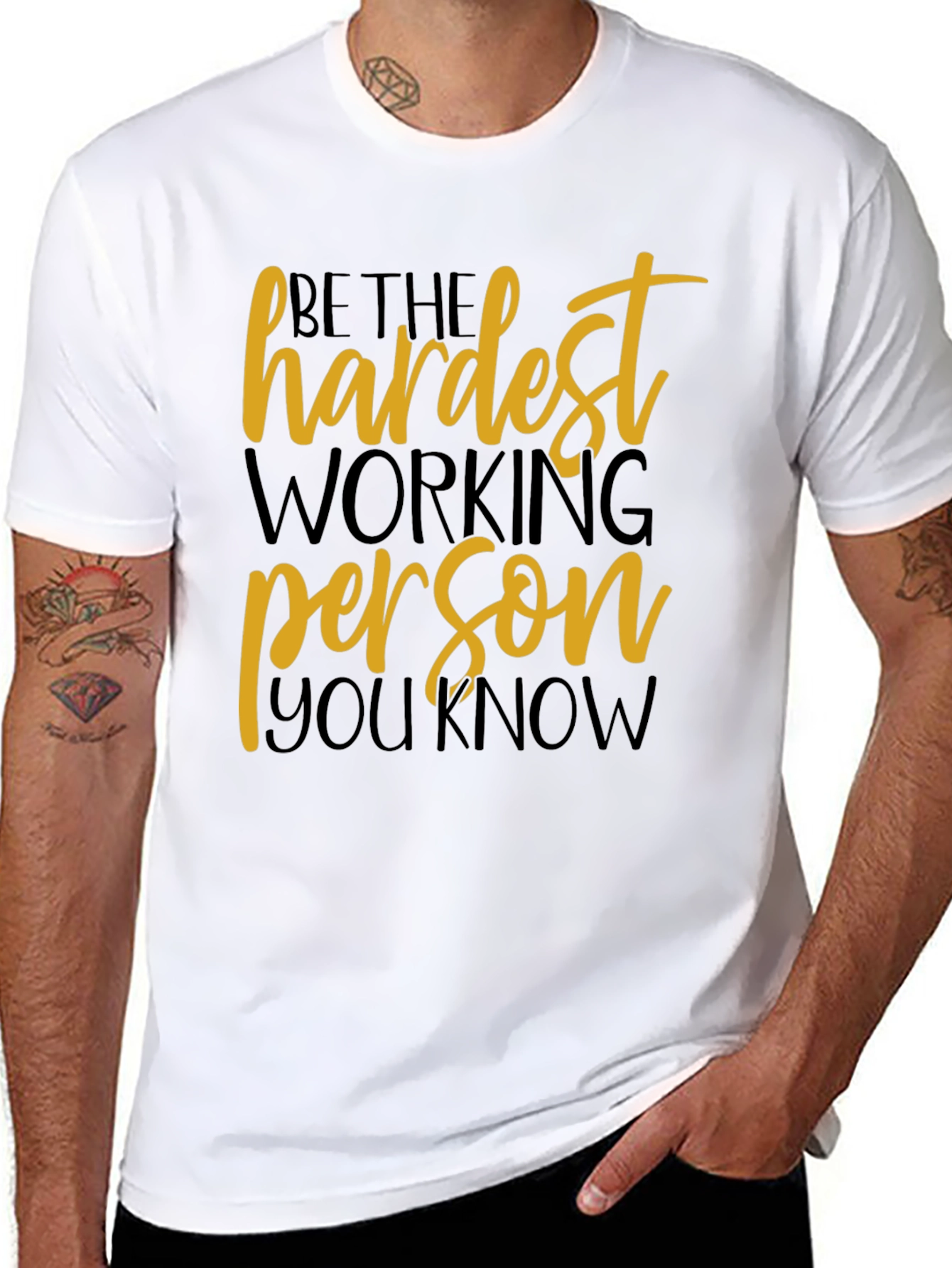 Black Motivational Hardest Working Person T-Shirt view 8