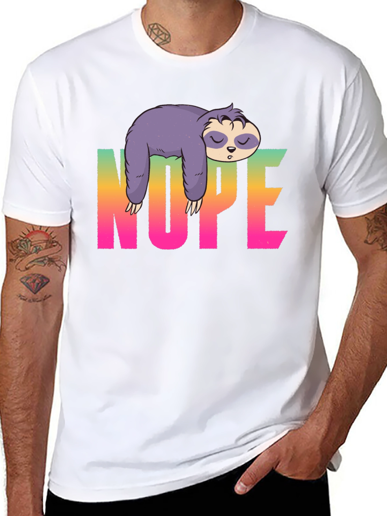 Black Nope Sloth Graphic Tee - Relaxed Style view 8