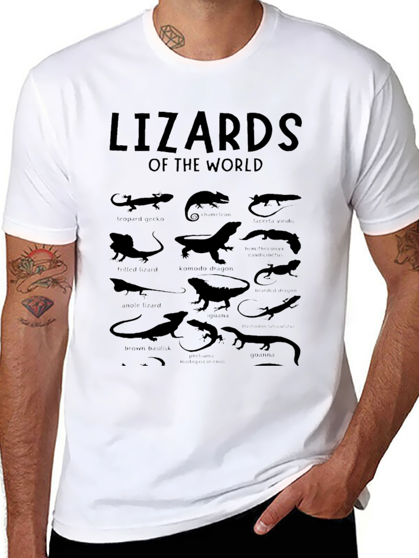 Black Lizards of the World Graphic T-Shirt view 8
