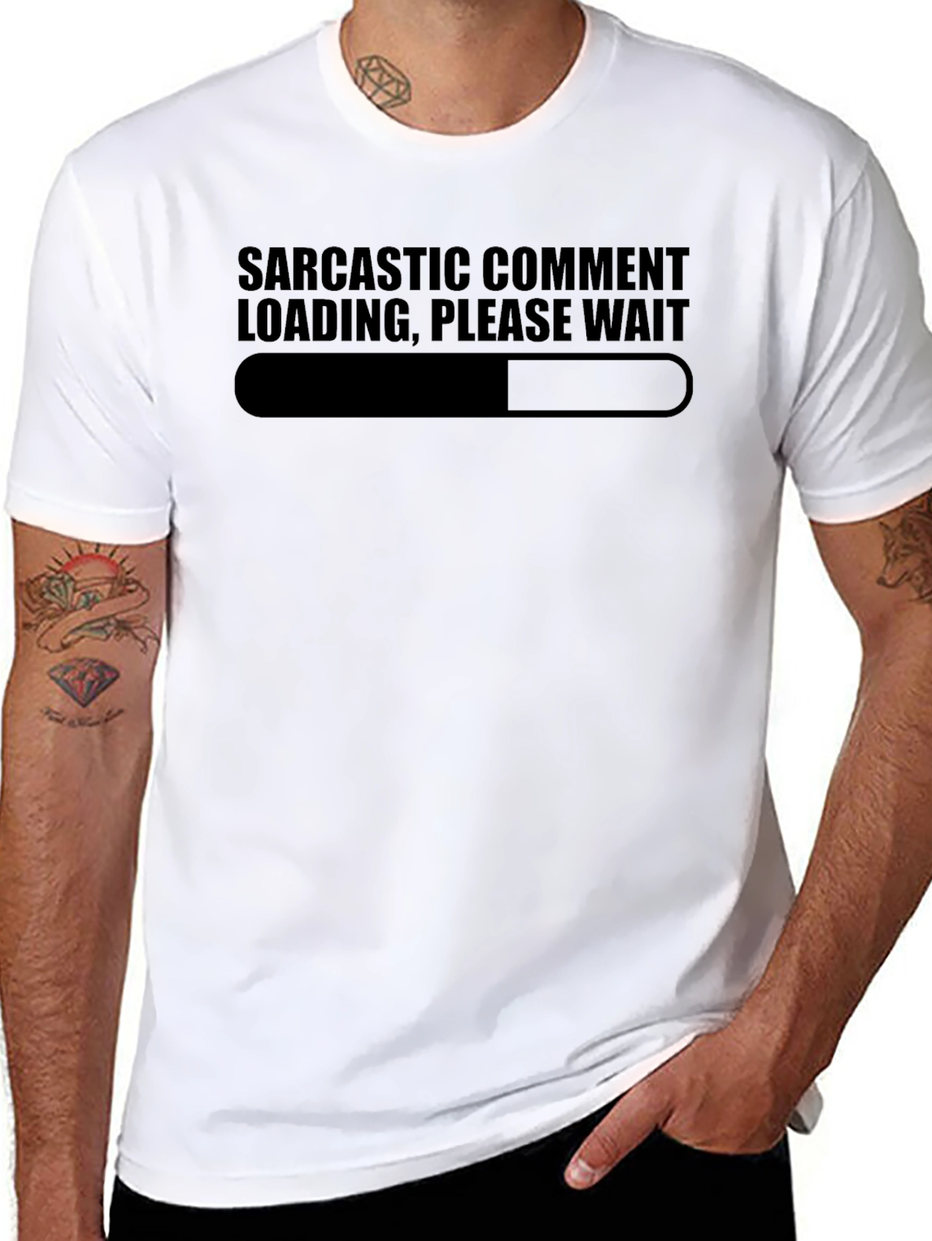 Black Sarcastic Comment Loading Graphic Tee view 8