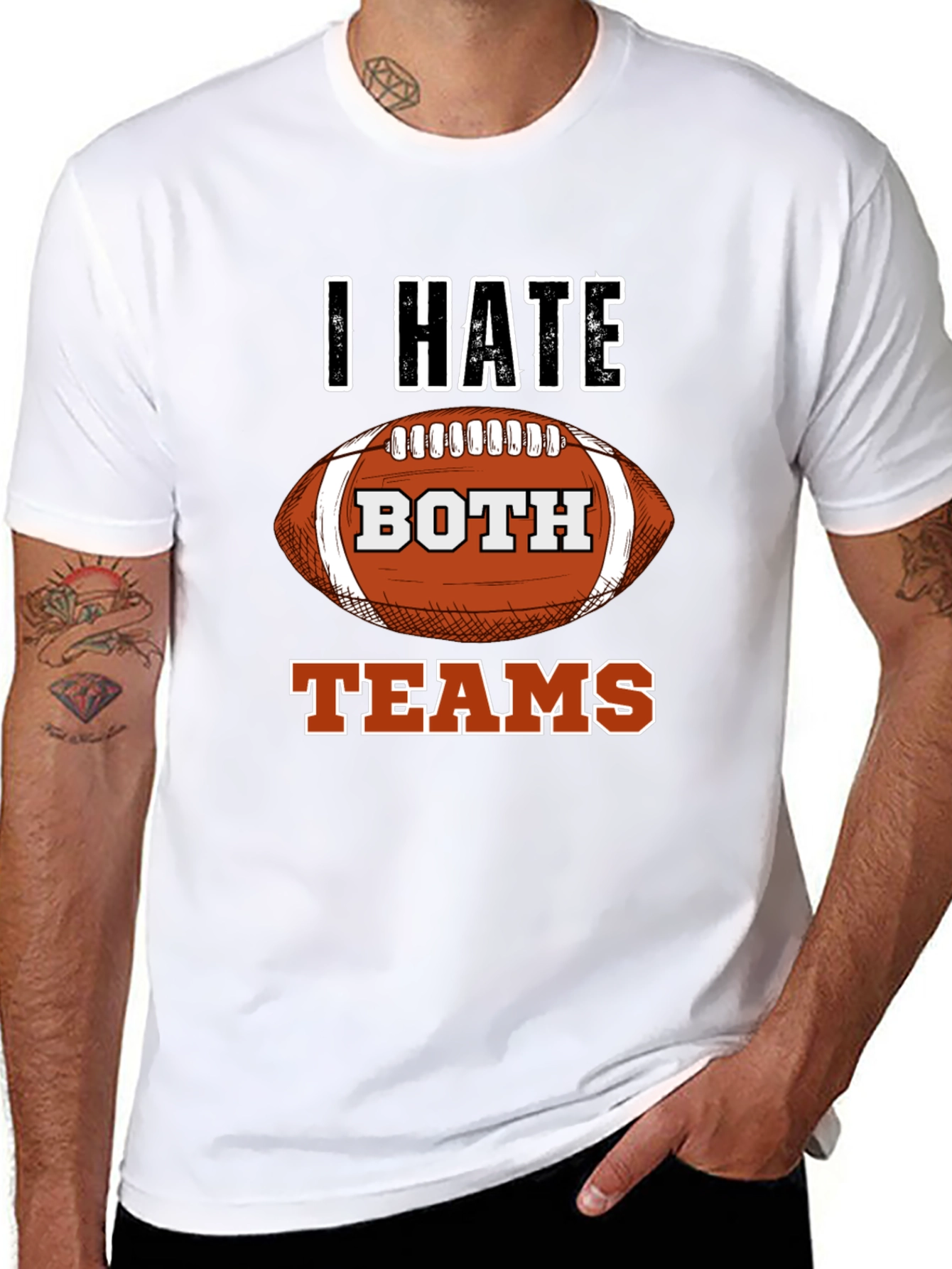 Black I Hate Both Teams Football T-Shirt view 8