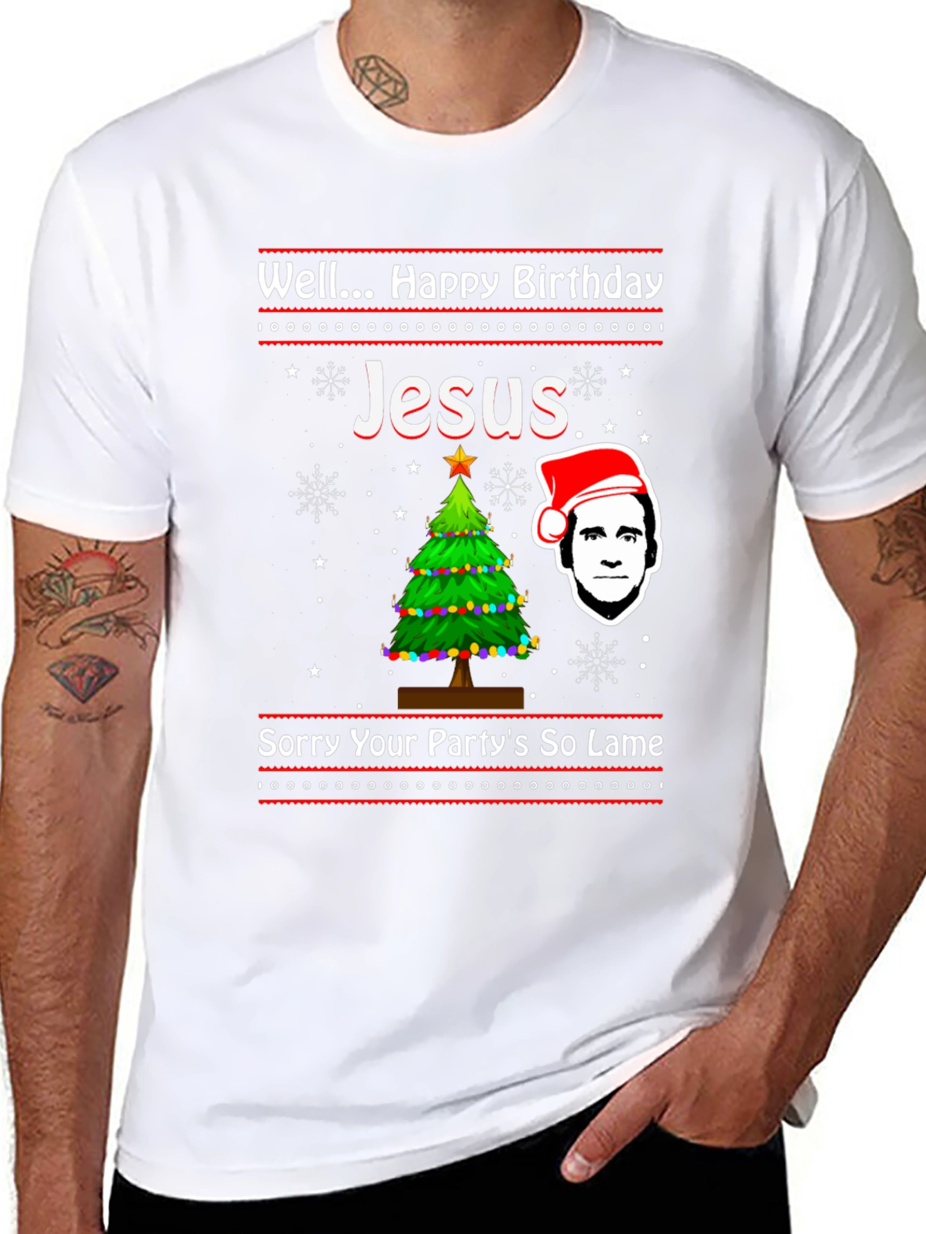 Black Well Happy Birthday Jesus Funny Christmas T-Shirt view 8