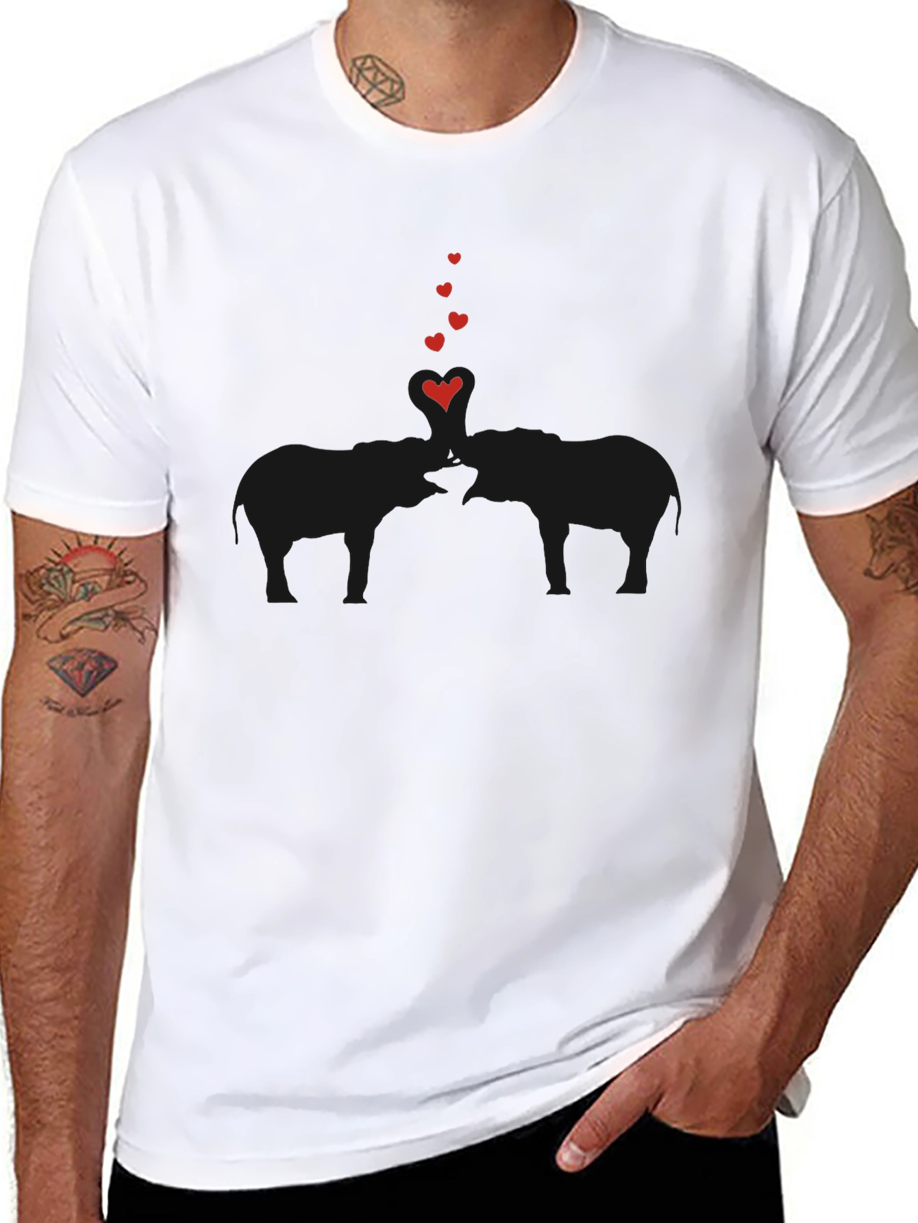 Black Elephant Love Tee - Soft Black Cotton Graphic T-Shirt view 8