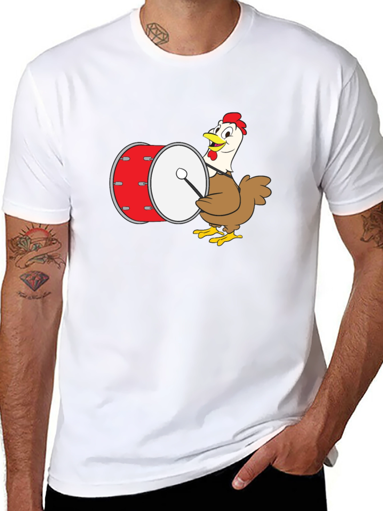 Black Chicken Drummer Graphic Tee view 8