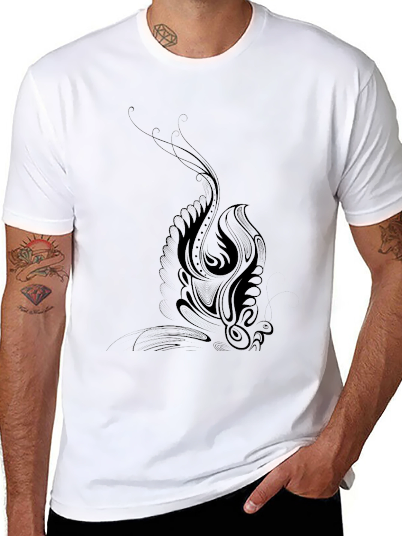 Black Phoenix Graphic Black T-Shirt for Men view 8