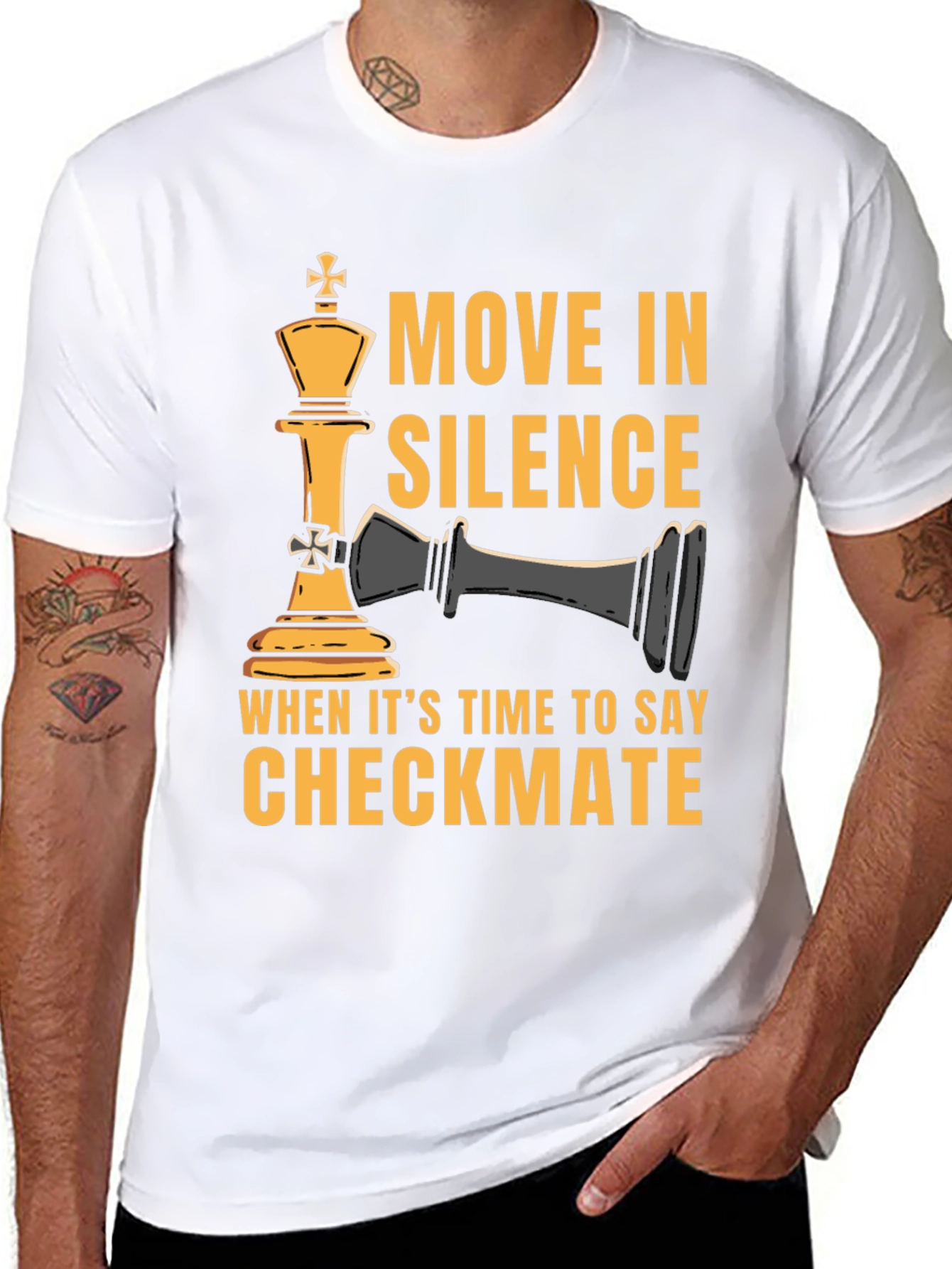 Black Move In Silence Chess Graphic T-Shirt view 8