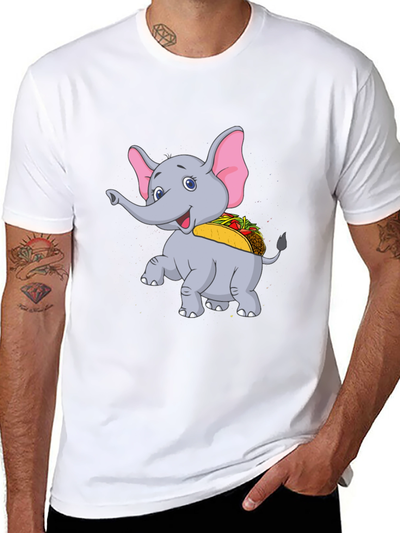 Black Elephant Taco T-Shirt - Cute Cartoon Animal Tee view 8