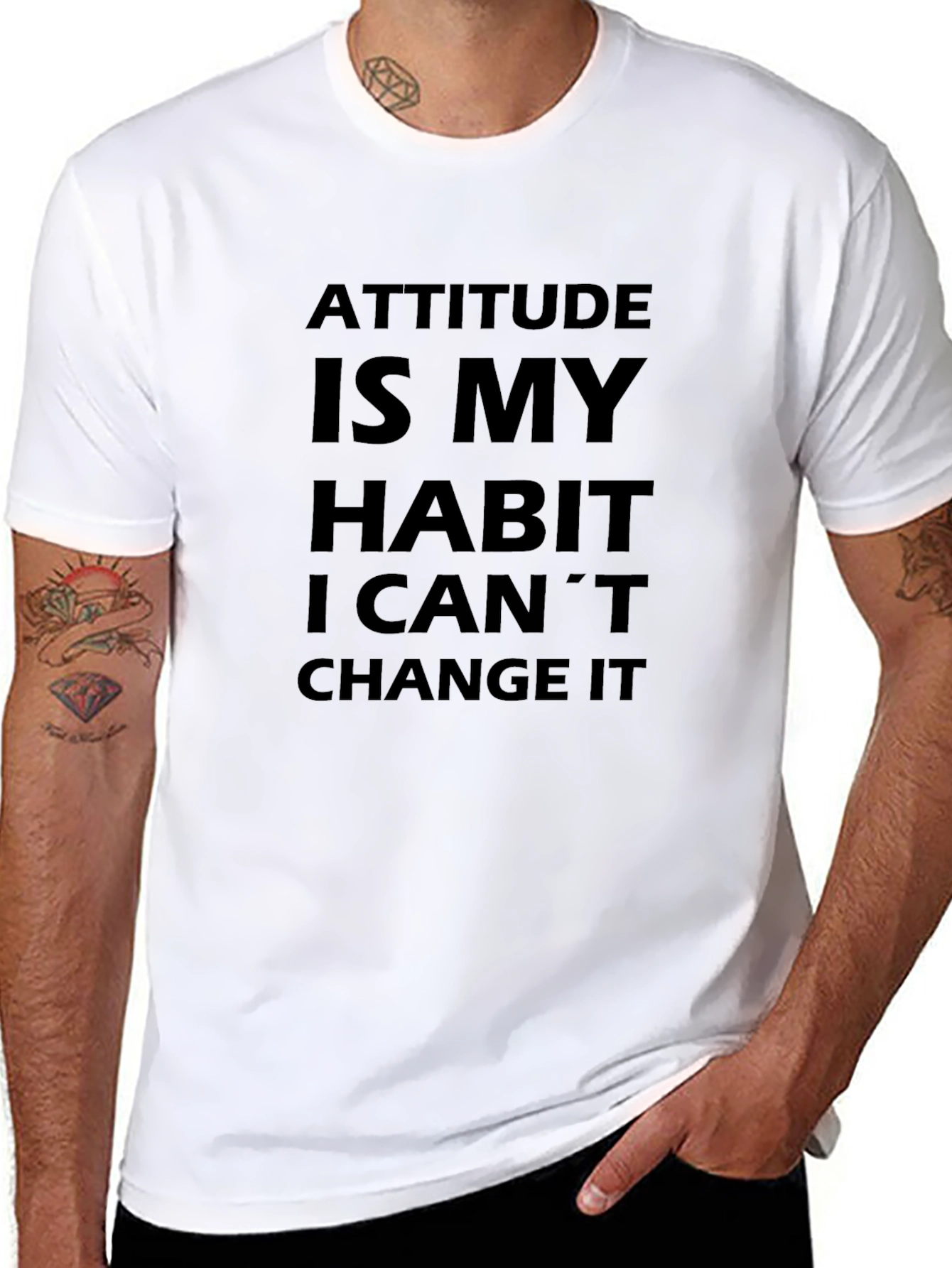 Black Attitude Habit Tee - Slogan T-Shirt view 8