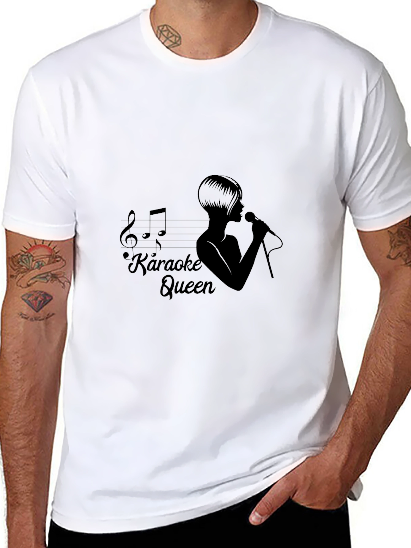 Black Karaoke Queen Black Graphic T-Shirt view 8