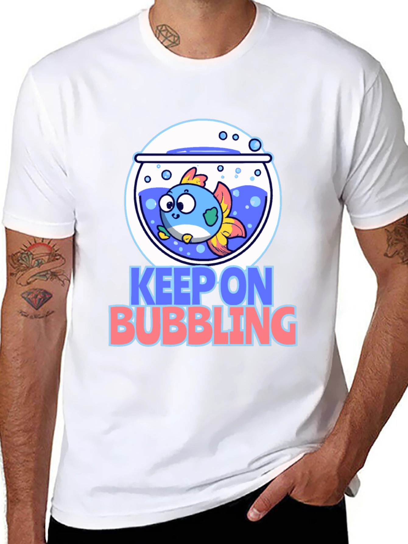 Black Keep On Bubbling Graphic Tee - Black Cotton T-Shirt view 8