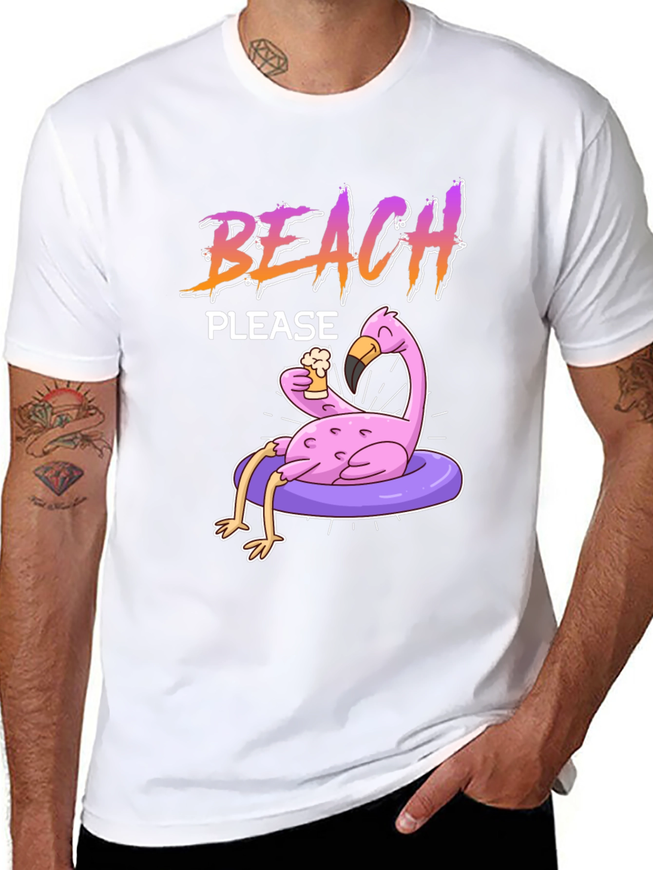 Black Beach Please Flamingo T-Shirt view 8