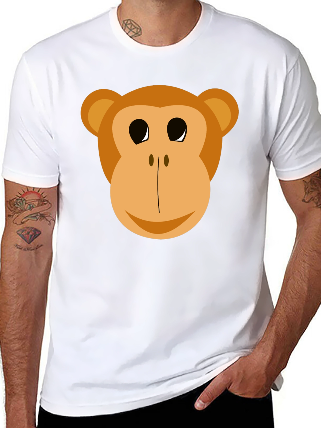 Black Funny Monkey Face Graphic T-Shirt view 8
