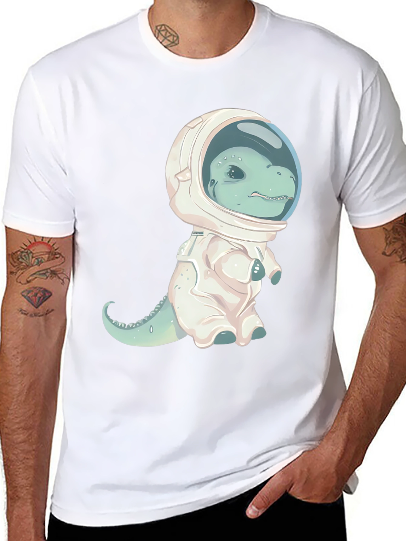 Black Dino Astronaut Graphic T-Shirt view 8
