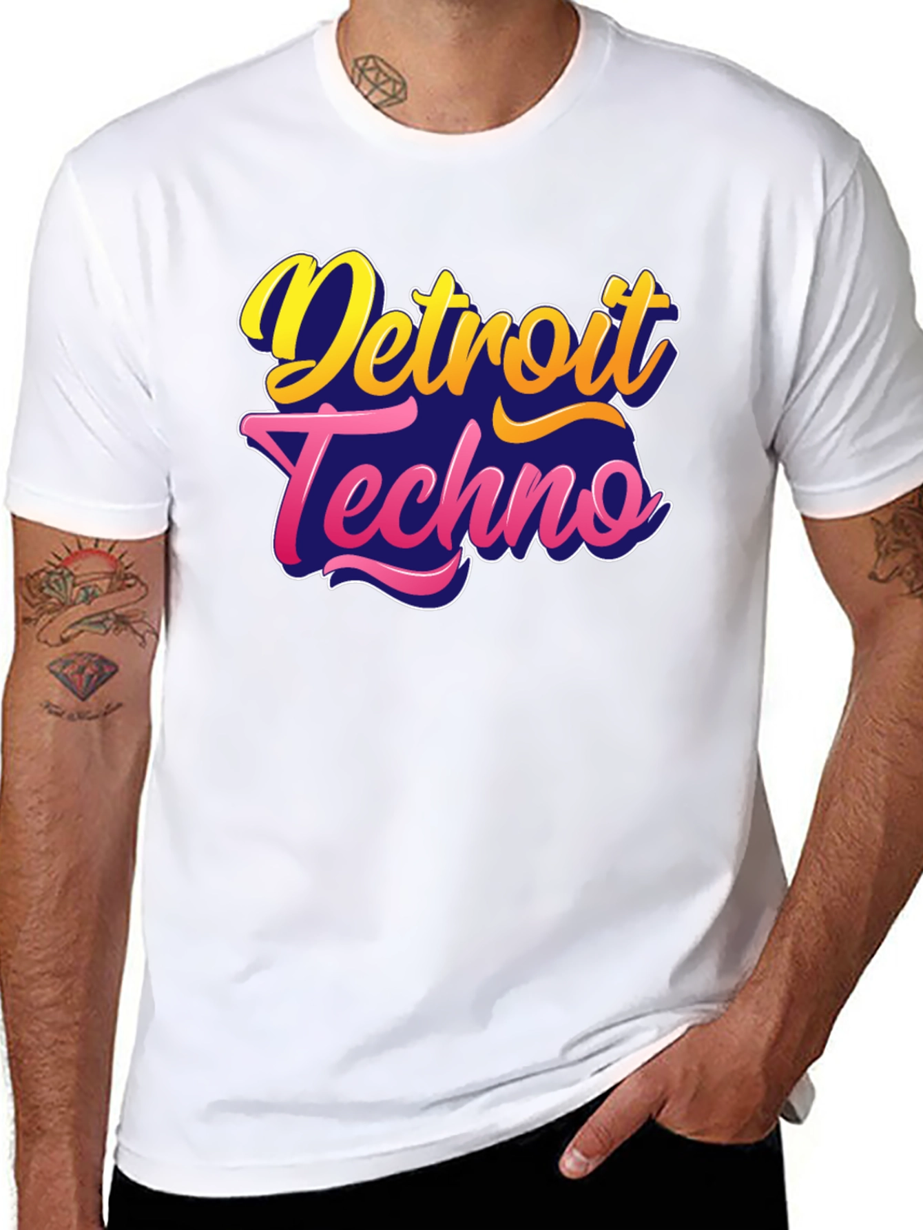 Black Detroit Techno Black T-Shirt view 8