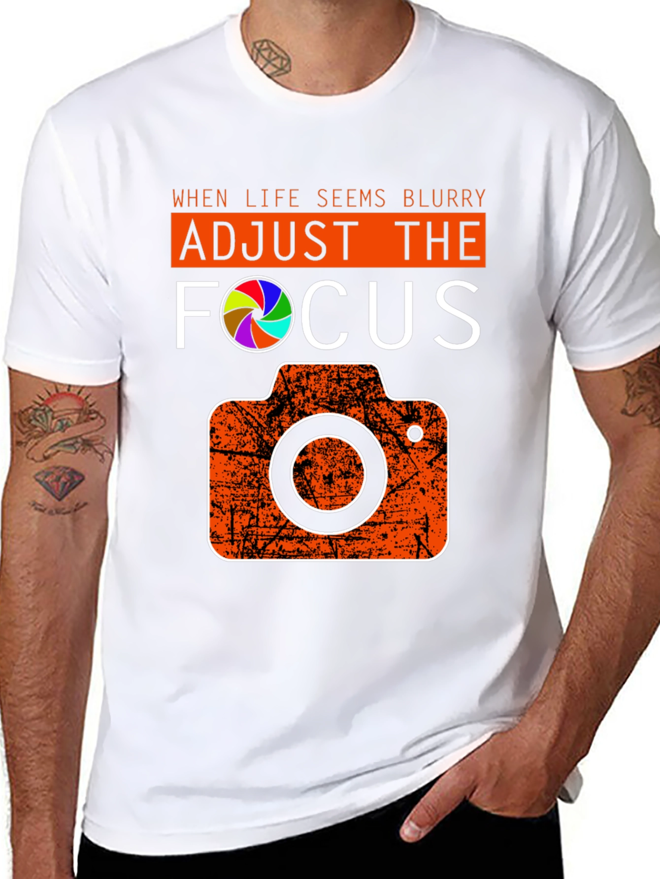 Black Adjust the Focus Graphic Tee - Photography Lover's T-Shirt view 8