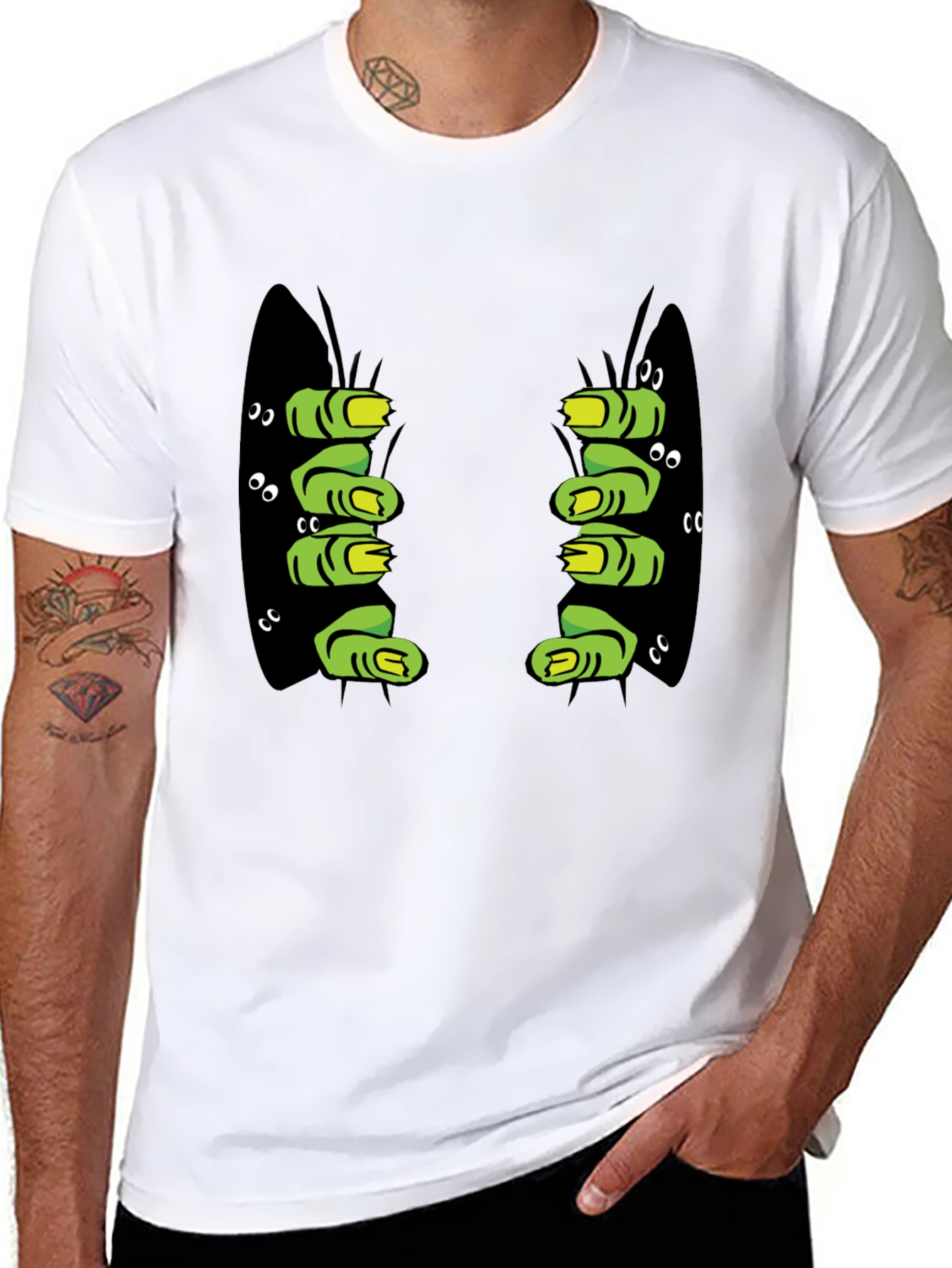 Black Monster Hand Graphic Print Tee - Halloween Black T-Shirt view 8