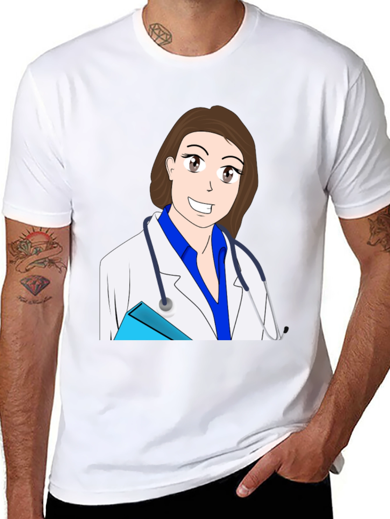Black Cartoon Doctor T-Shirt view 8