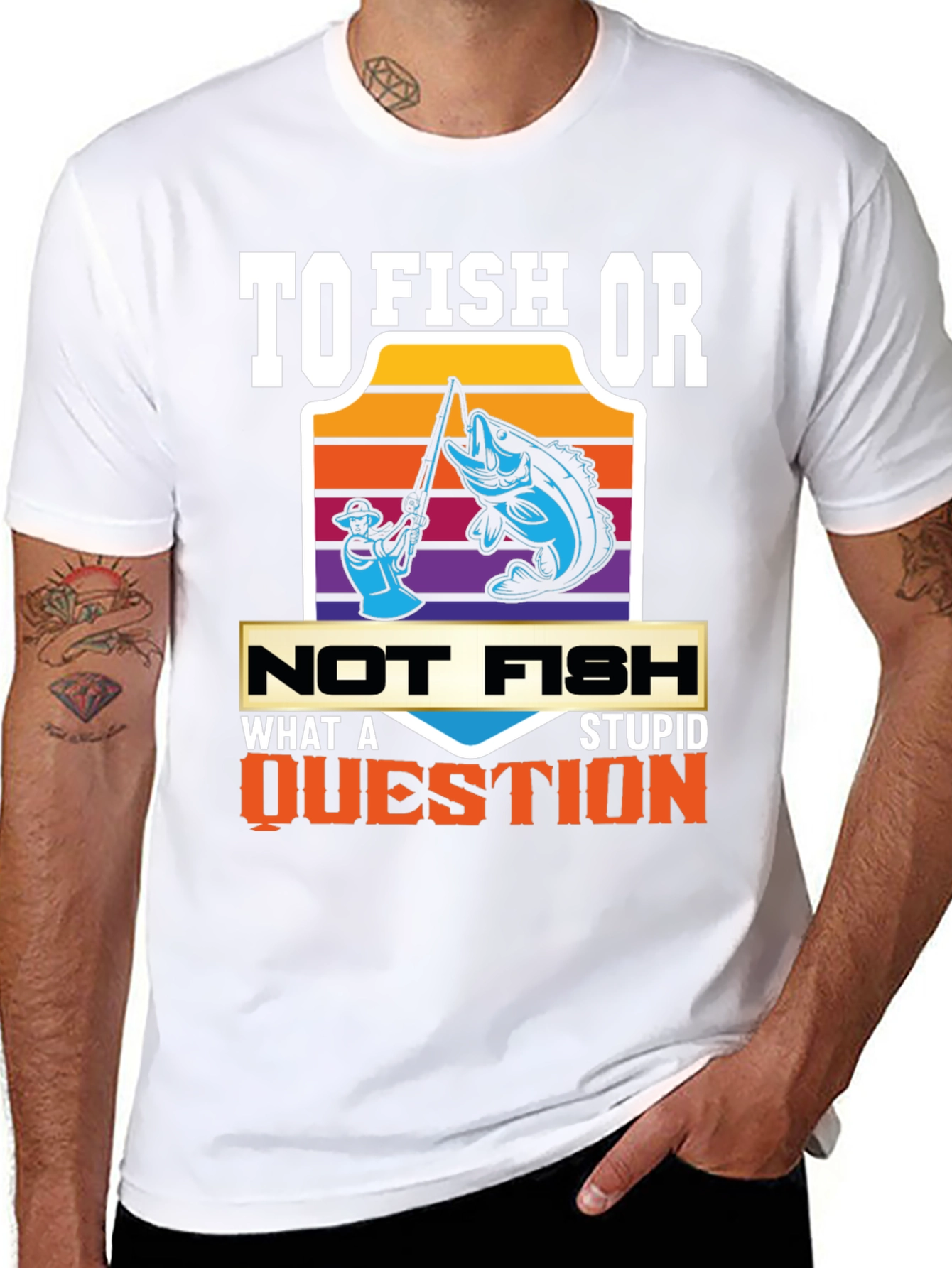 Black Fishing Humor T-Shirt: To Fish Or Not Fish view 8
