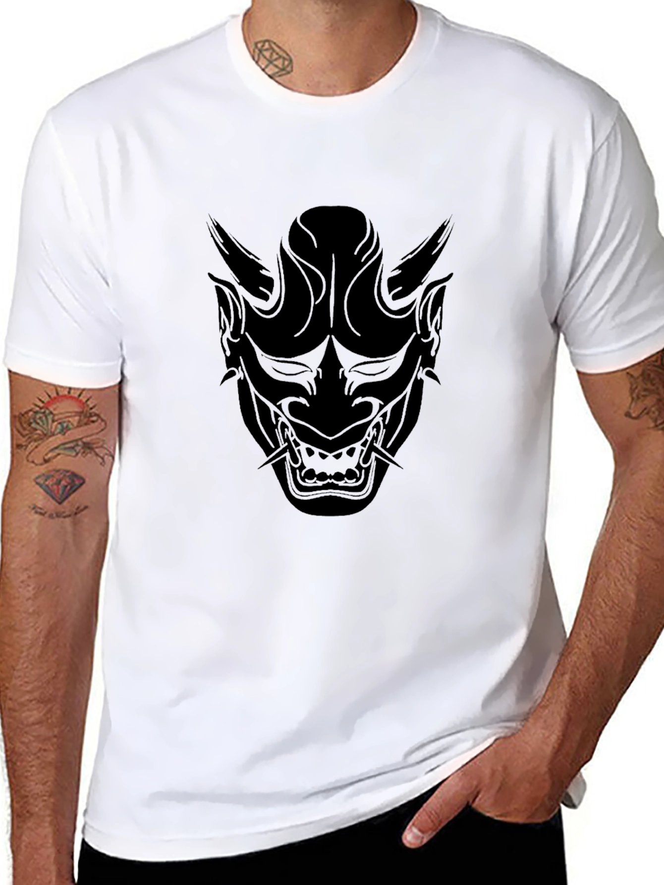 Black Black Oni Mask Graphic Tee view 8