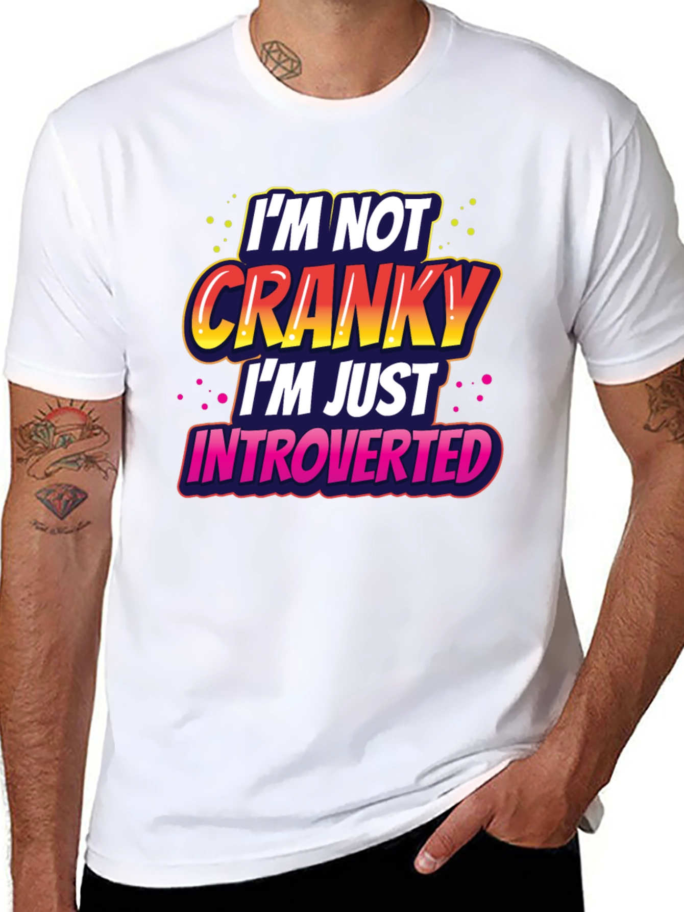 Black Introverted Graphic Tee -  Funny Novelty T-Shirt view 8
