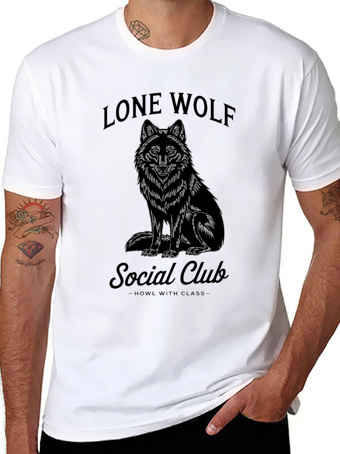 Black Lone Wolf Social Club Black T-Shirt view 8