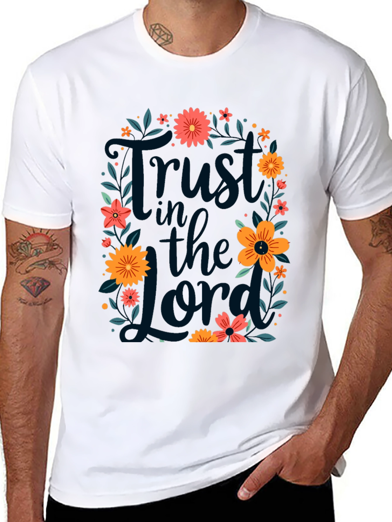 Black Trust in the Lord Floral Tee view 8