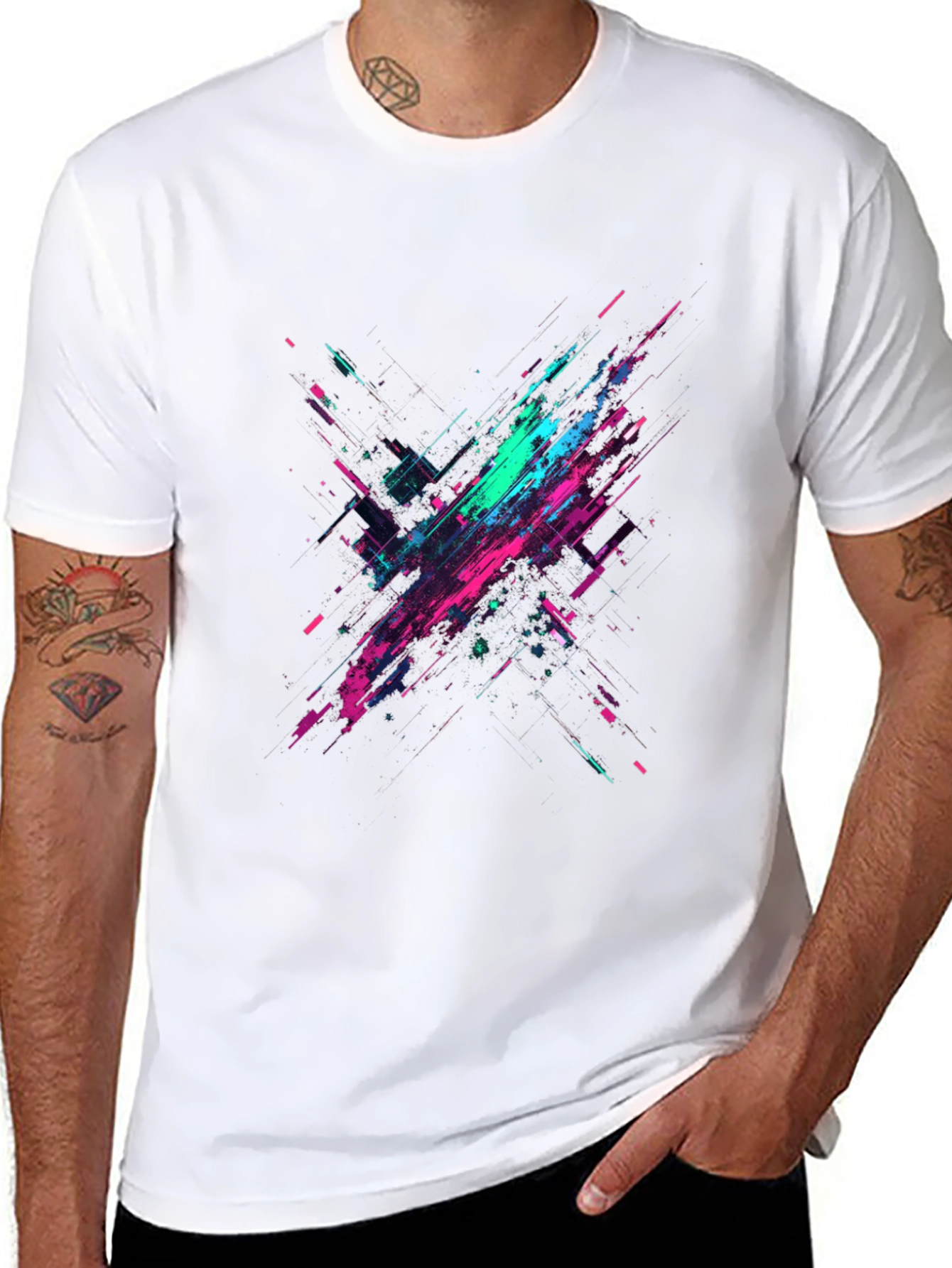 Black Abstract Graphic Print Black T-Shirt view 8