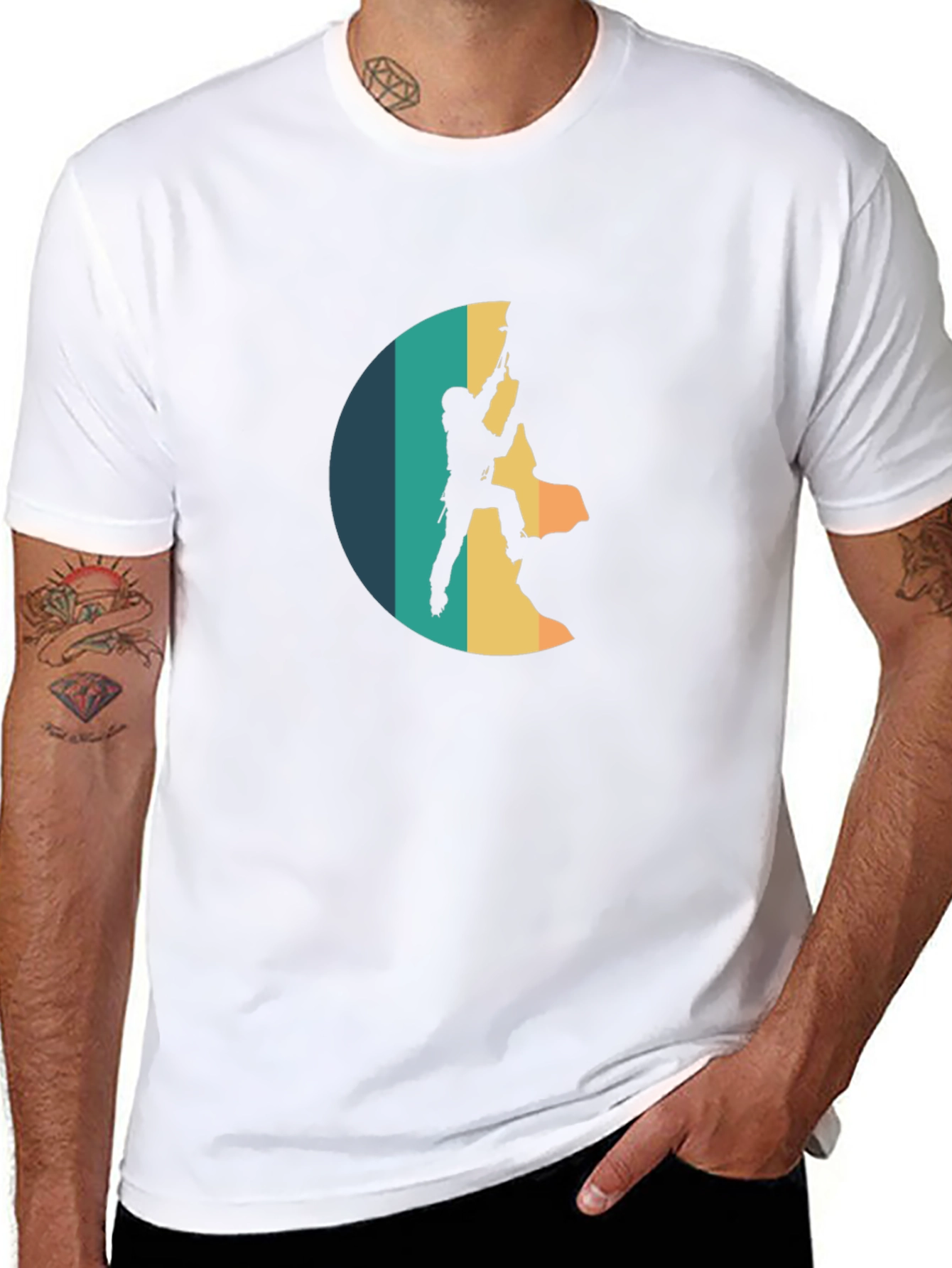 Black Climbing Retro Style T-Shirt view 8