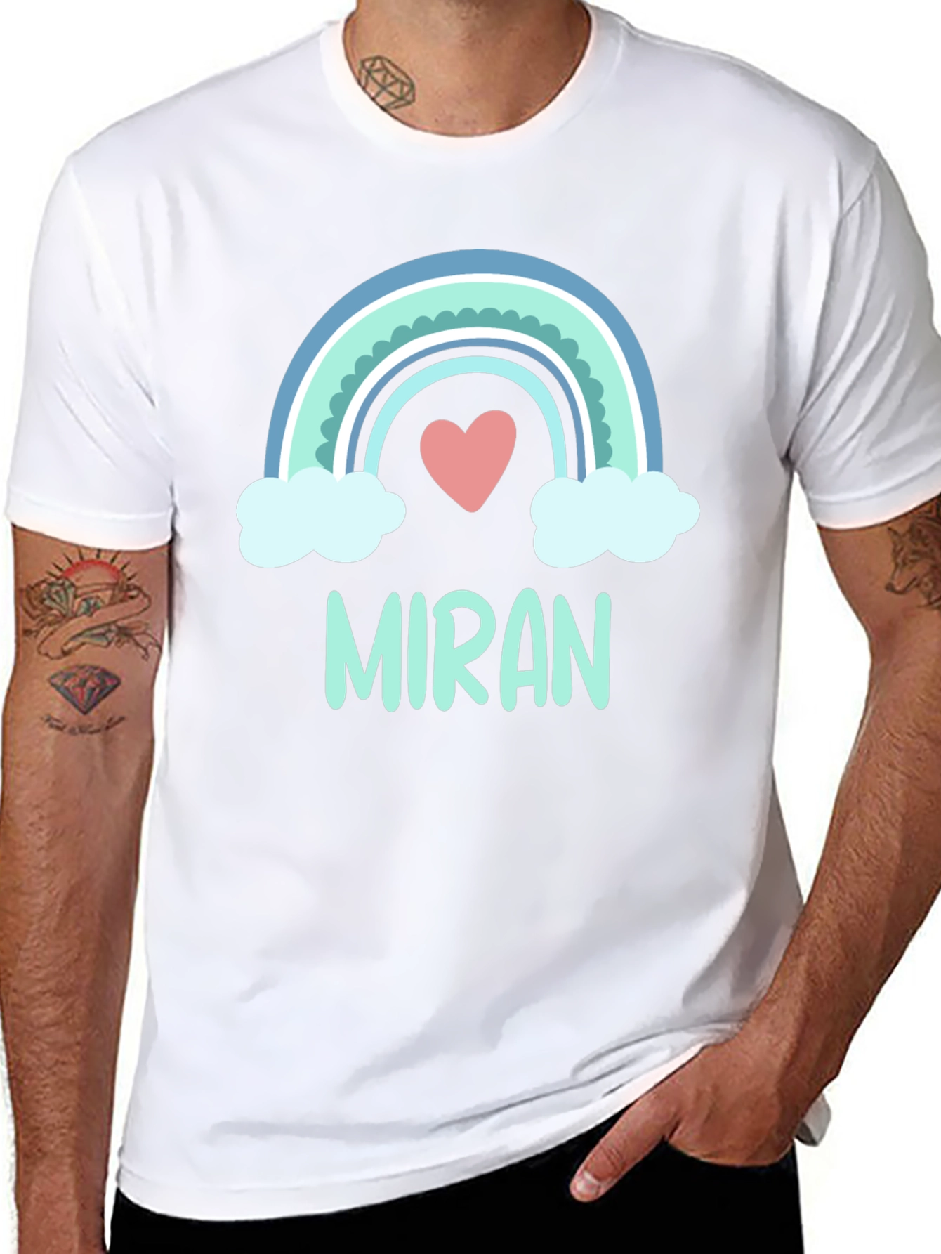 Black Rainbow Miran Heart Tee - Cute Custom Gift view 8