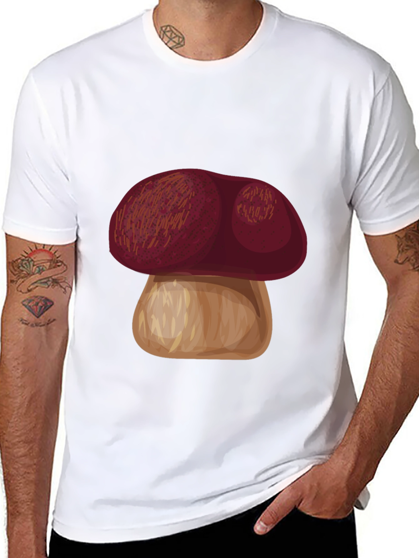 Black Mushroom Graphic Tee - Casual Black T-Shirt view 8