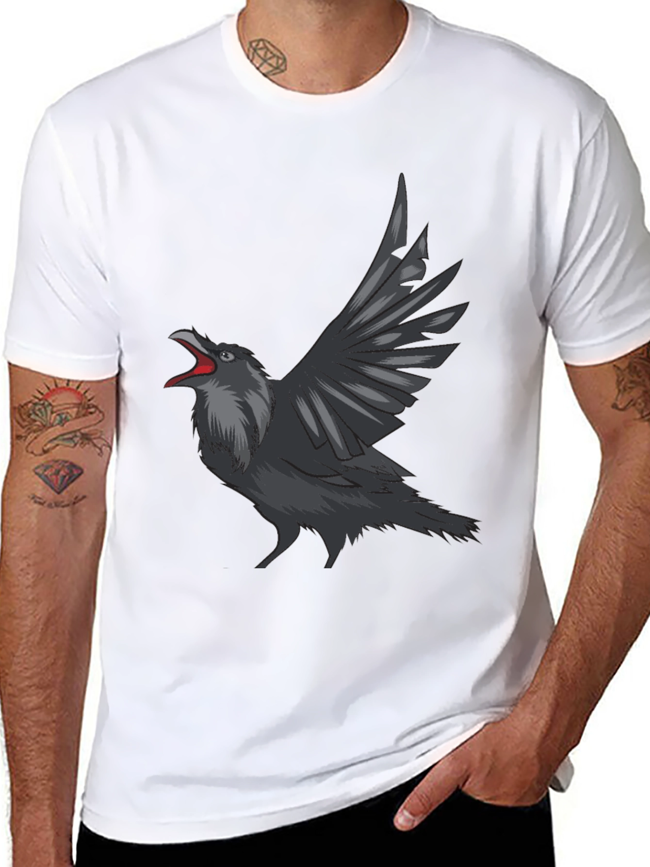 Black Raven Graphic Tee - Men's Black T-Shirt view 8
