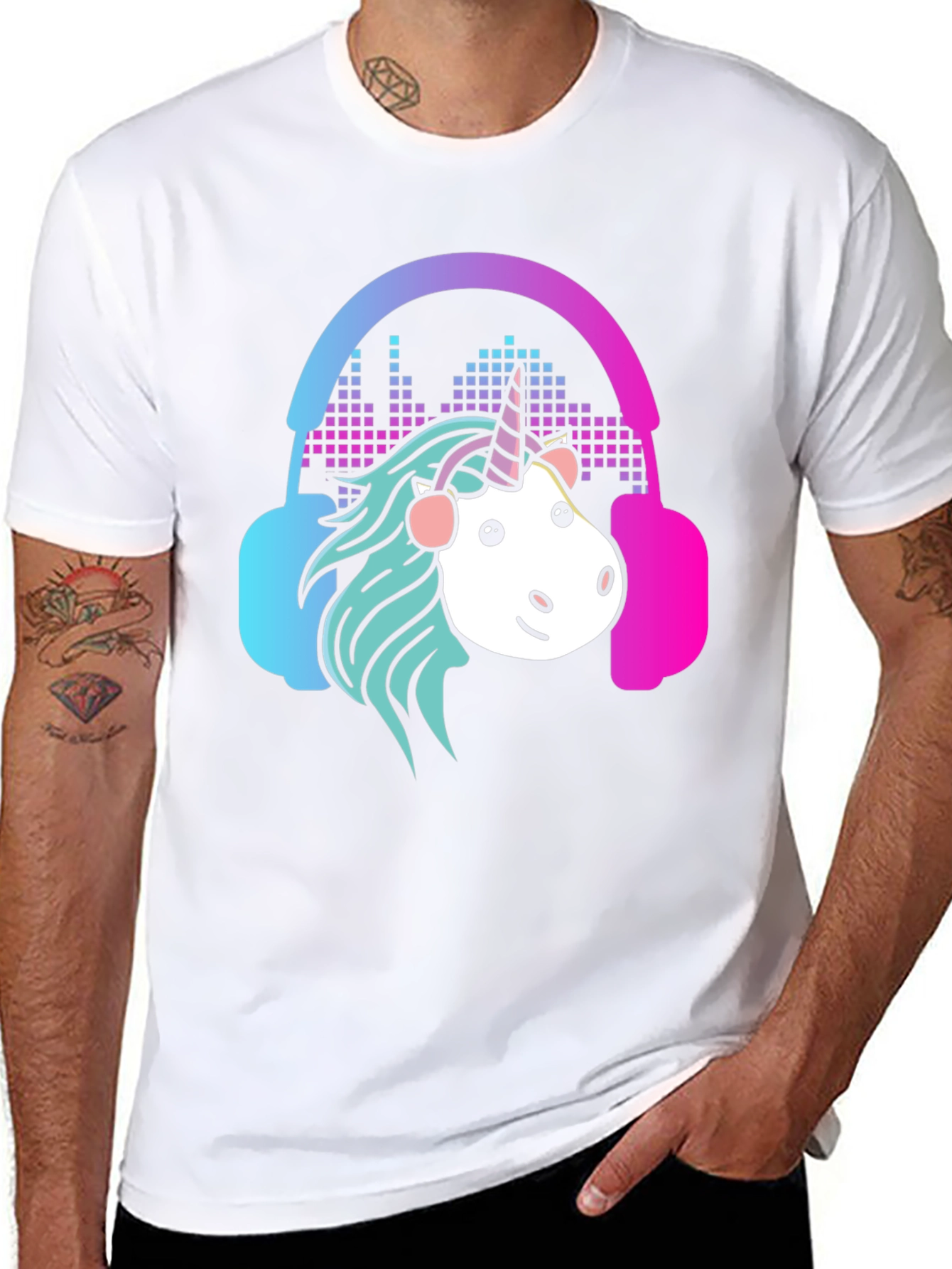 Black Unicorn DJ Graphic Tee - Cool Comfort view 8