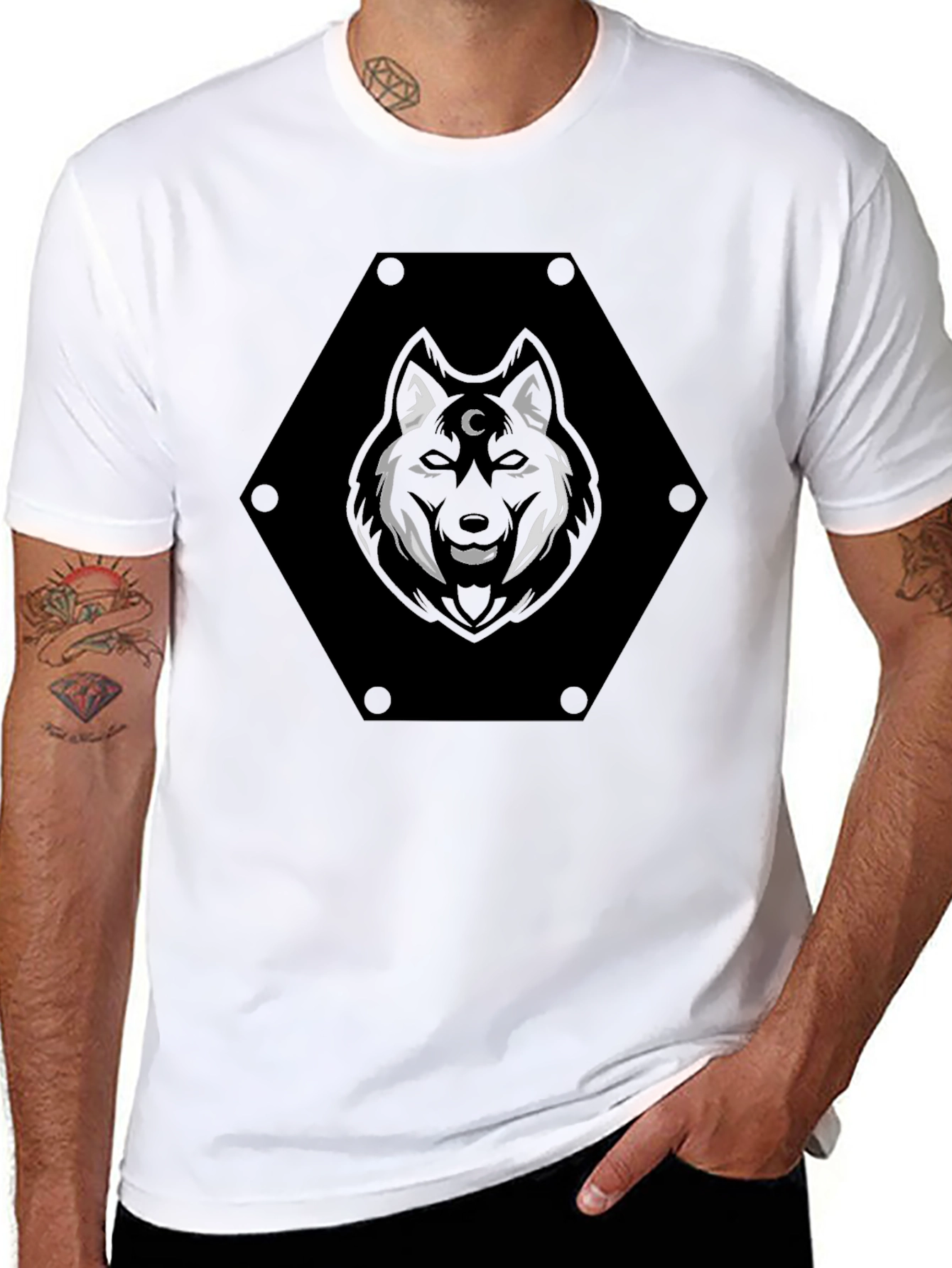 Black Mystic Wolf Graphic Tee - Black view 8