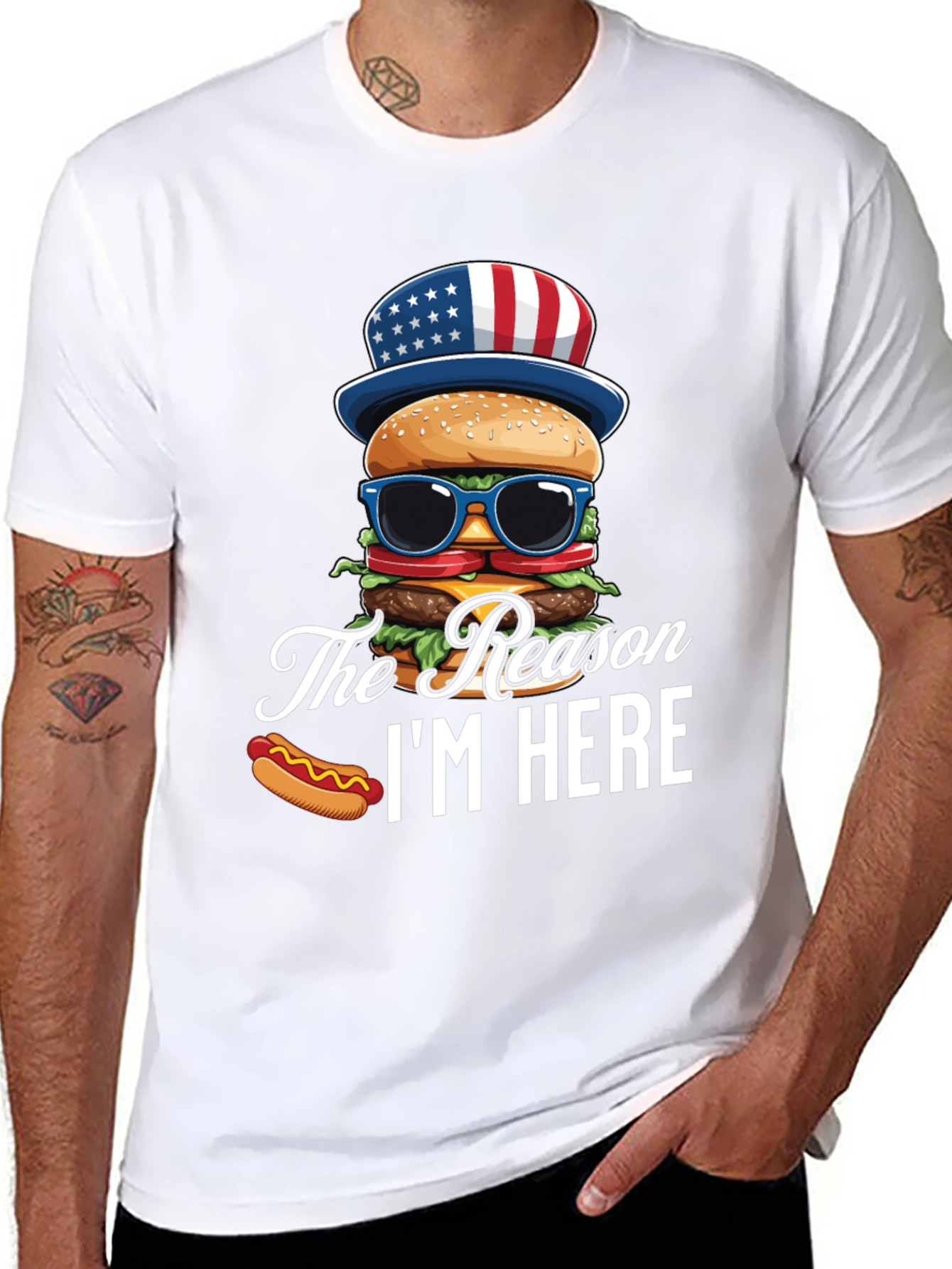 Black Patriotic Burger T-Shirt - The Reason I'm Here view 8