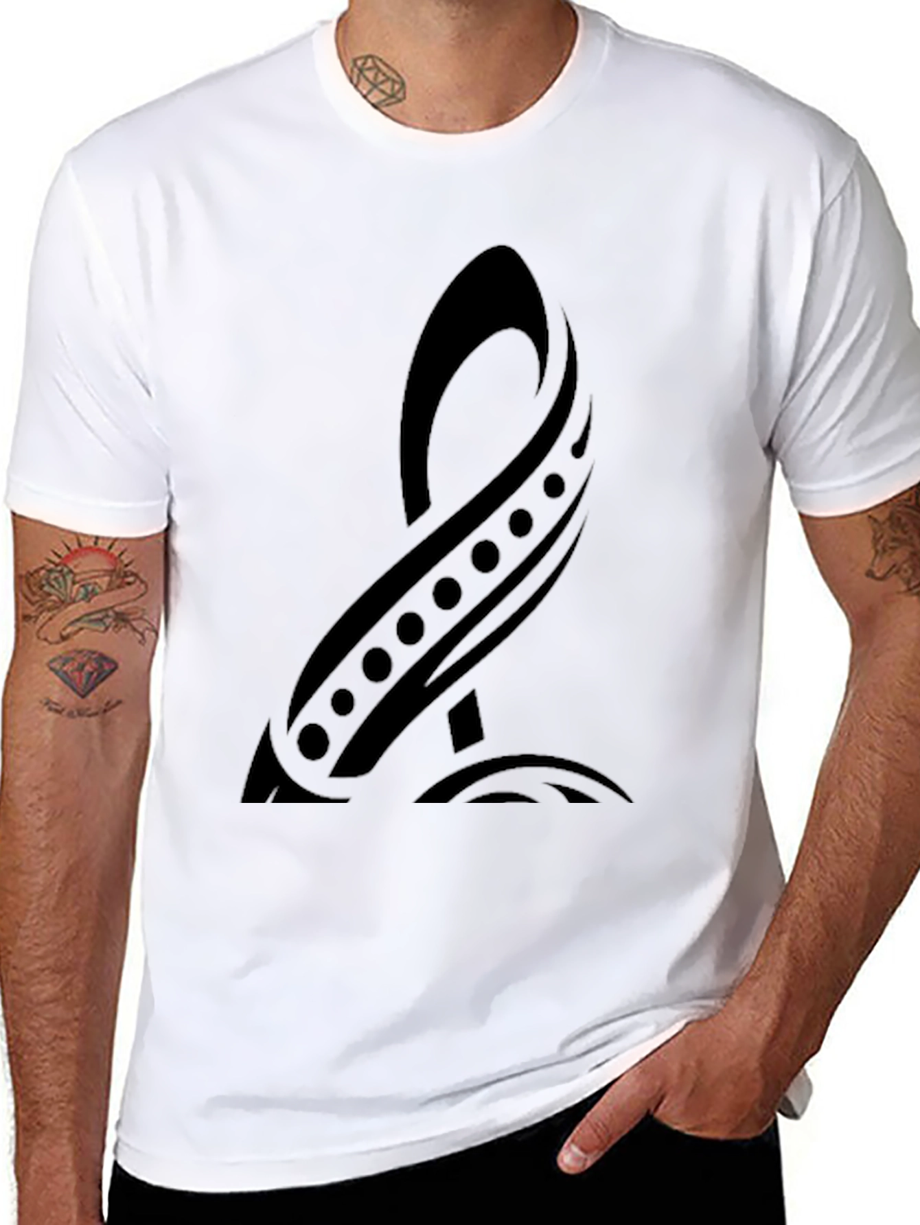 Black Black Tribal Design T-Shirt view 8
