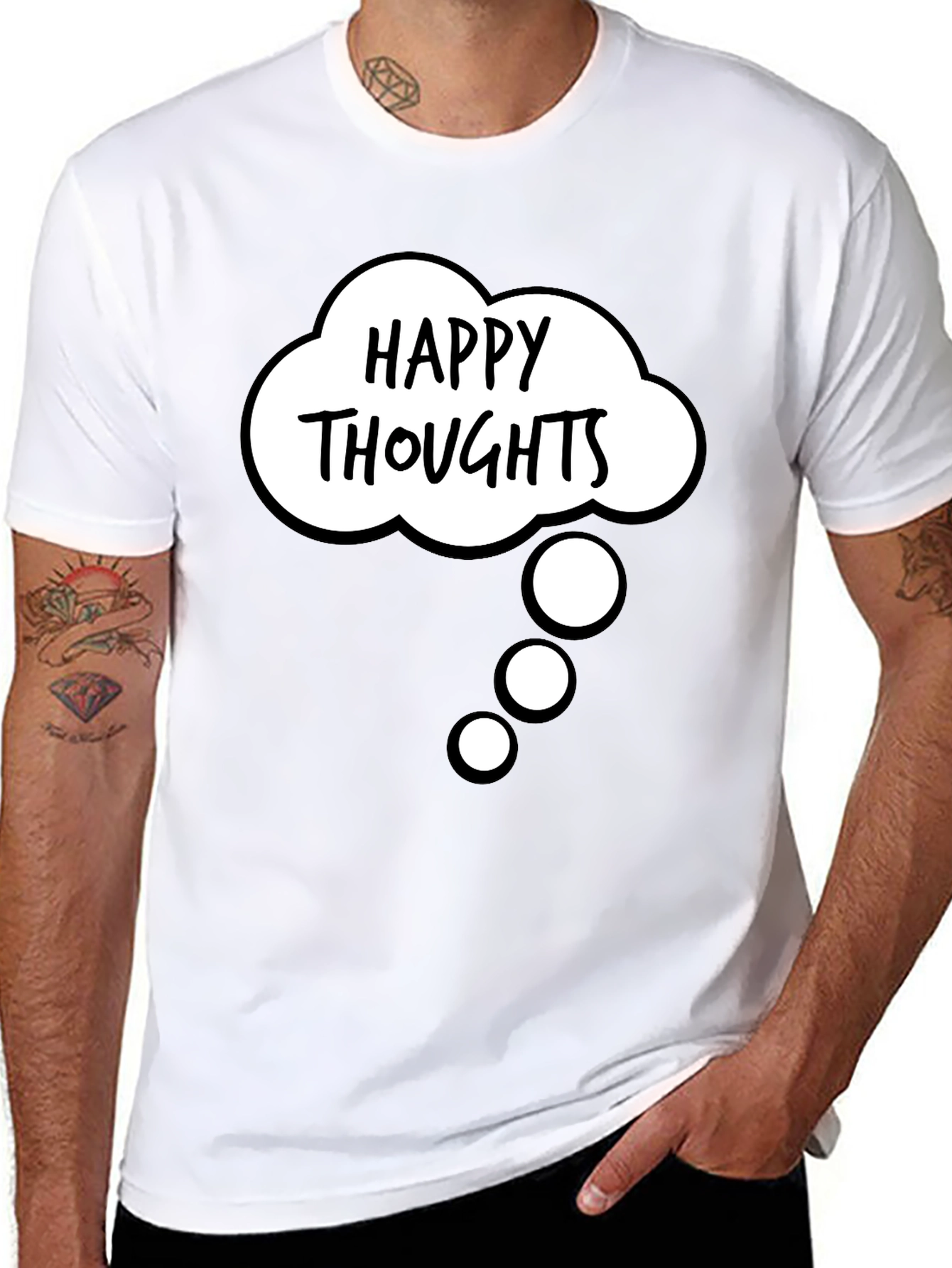 Black Happy Thoughts Graphic T-Shirt view 8