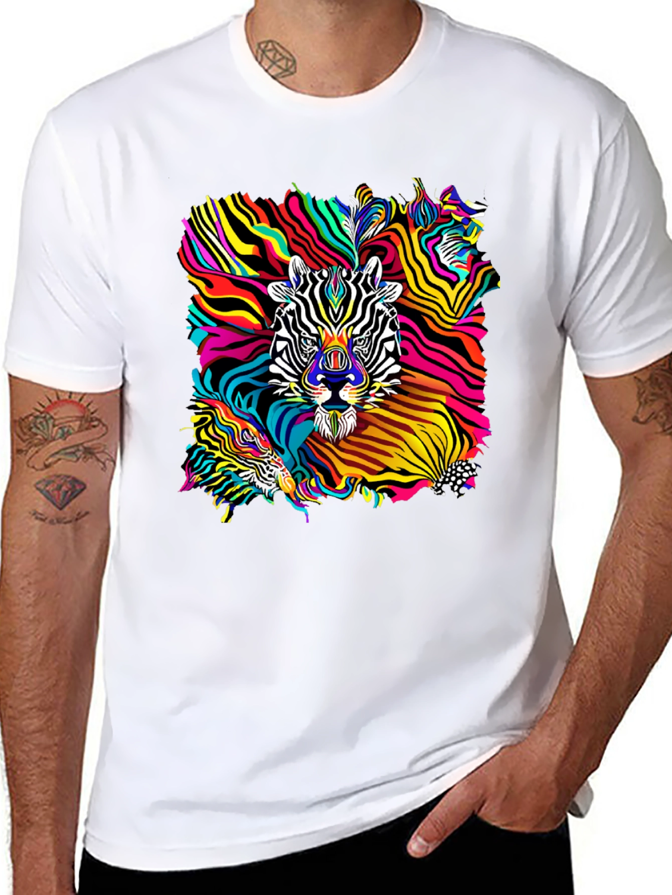Black Psychedelic Zebra Graphic T-Shirt - Black view 8