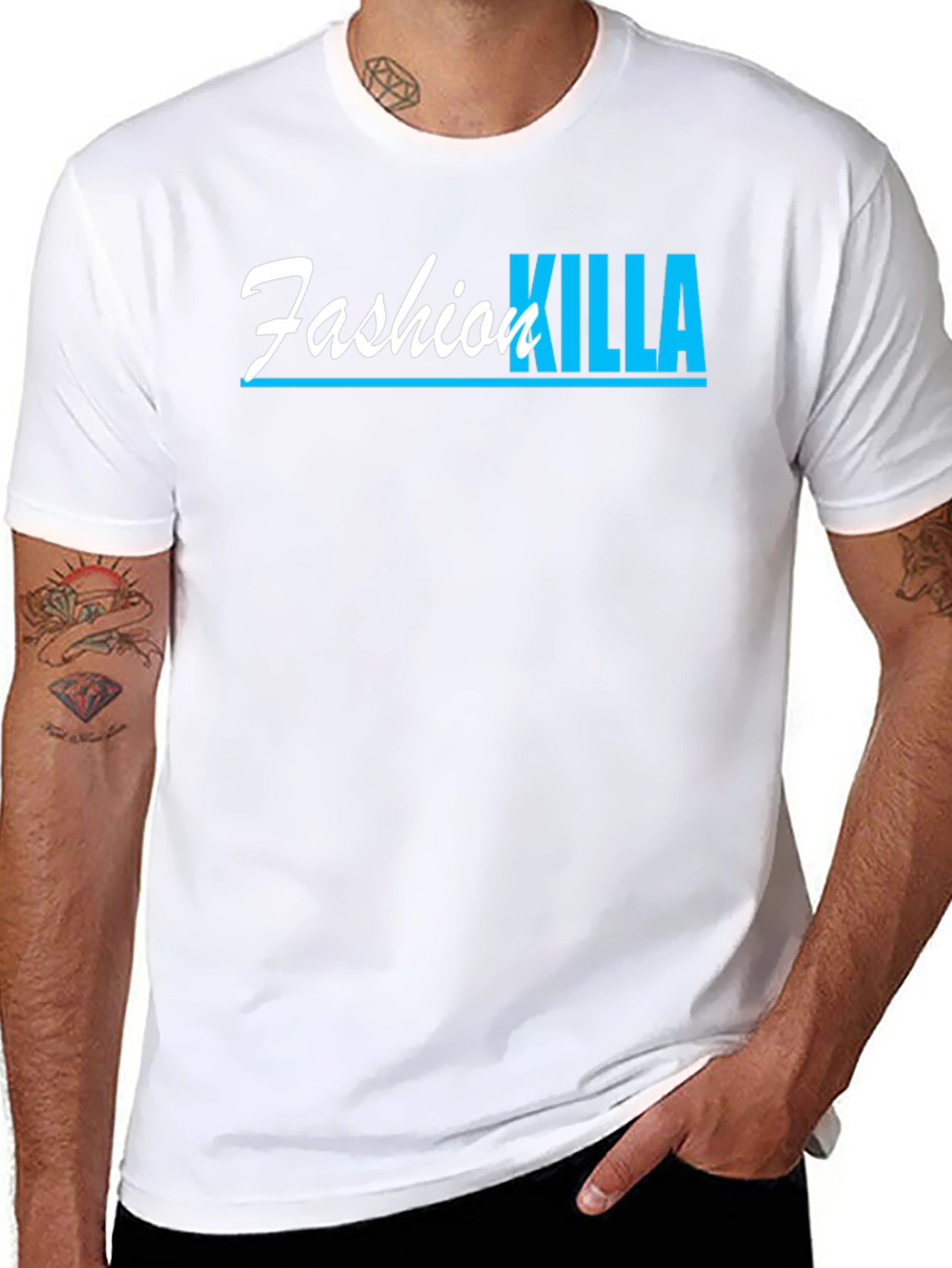 Black Fashion Killa Graphic Tee - Black Cotton T-Shirt view 8