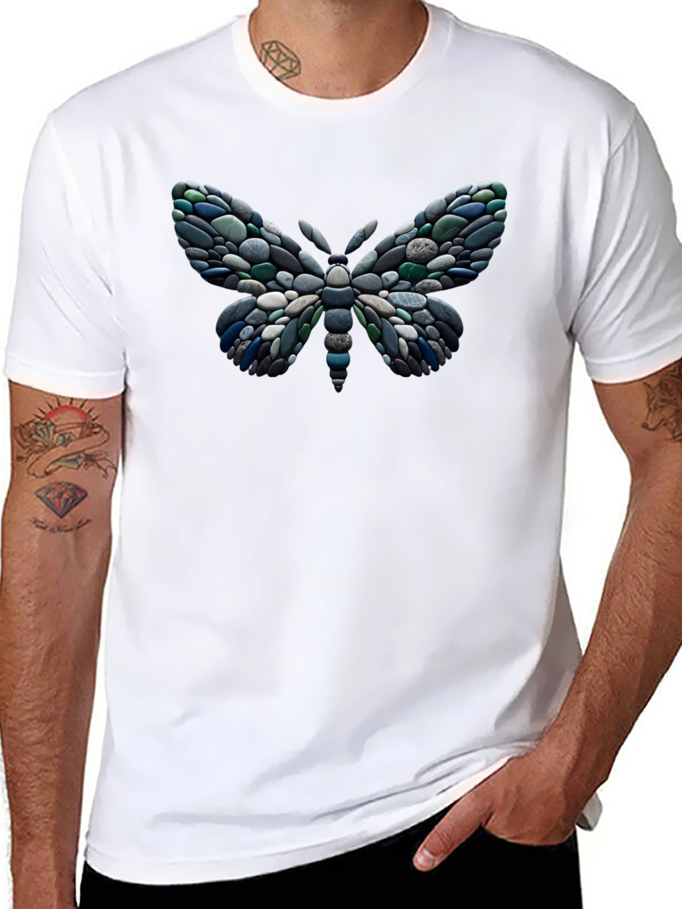 Black Stone Butterfly Graphic Black T-Shirt view 8