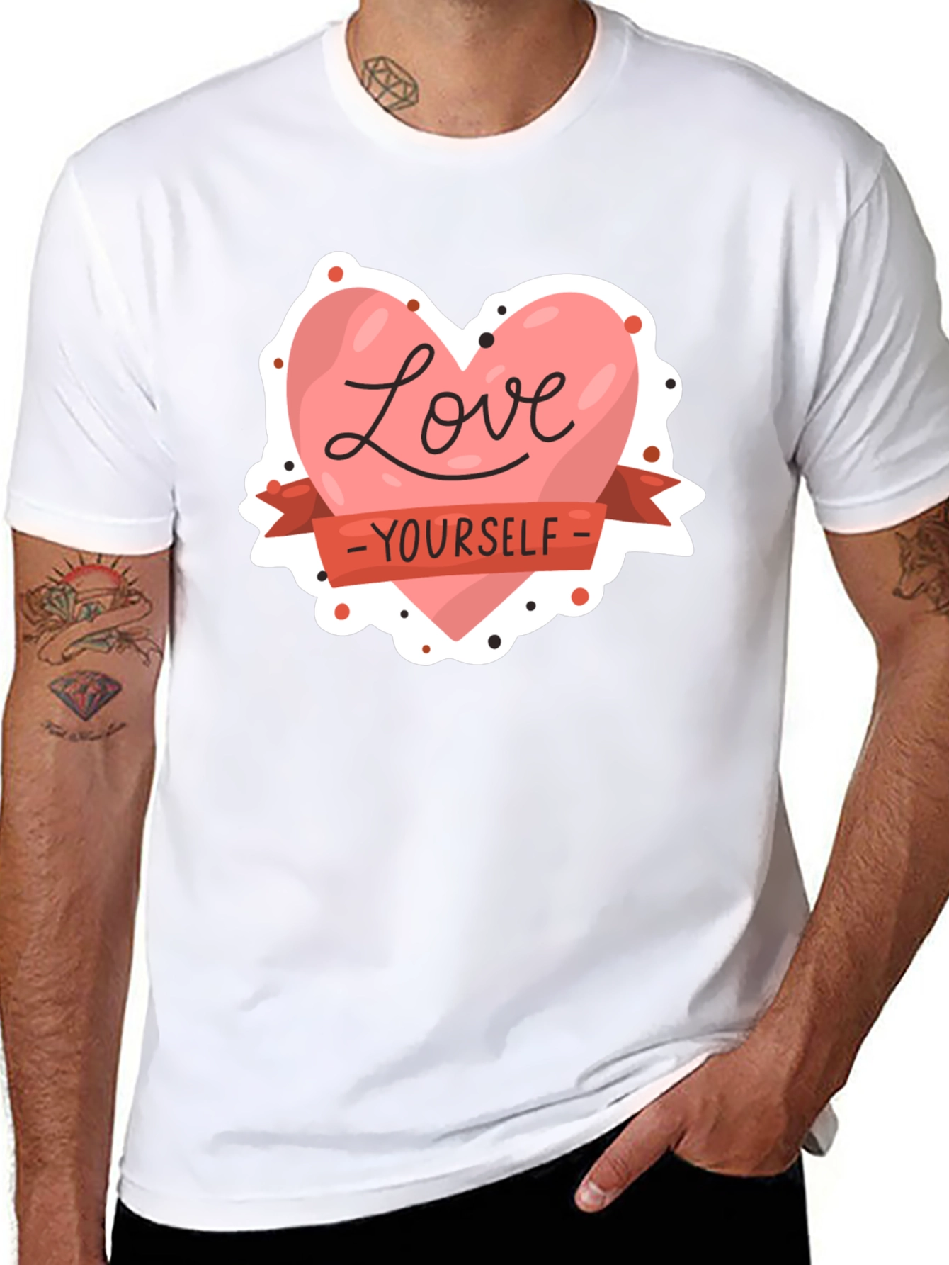Black Love Yourself Graphic Tee - Black Cotton Shirt view 8