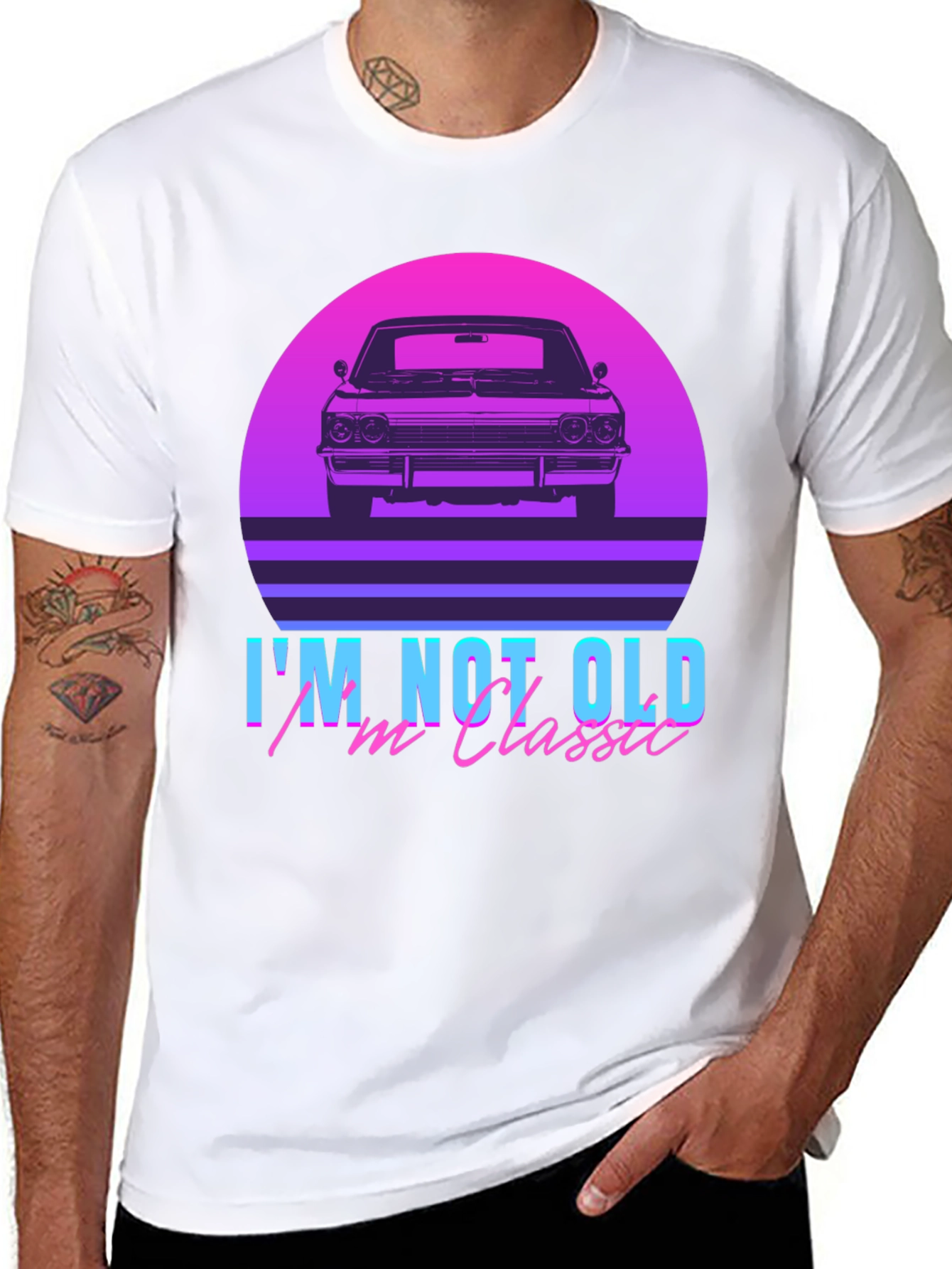 Black Classic Car Retro T-Shirt - I'm Not Old, I'm Classic view 8