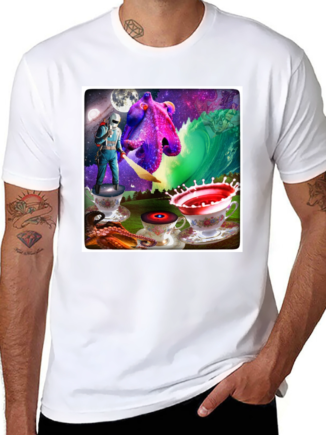 Black Cosmic Octopus T-Shirt view 8