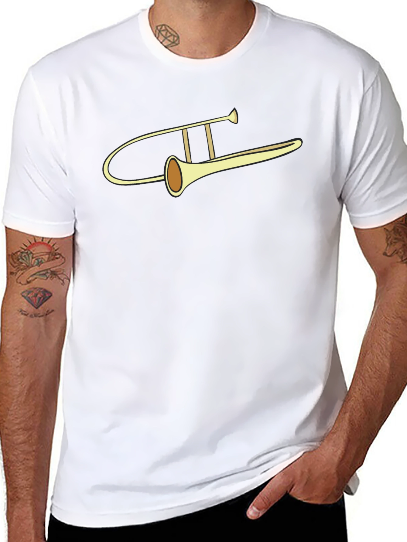Black Trombone Graphic Tee - Musical Instrument Design view 8