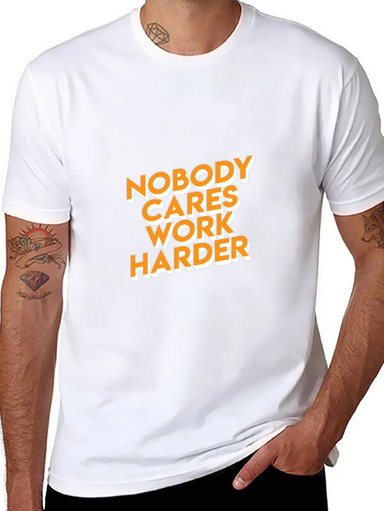 Black Nobody Cares Work Harder Graphic Tee view 8